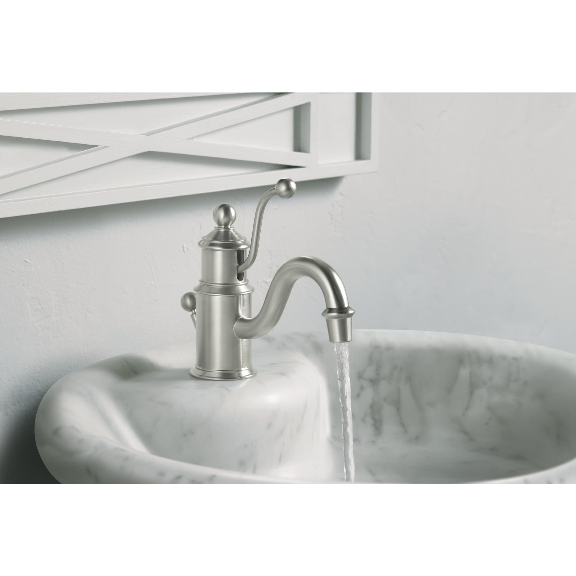 Kohler Antique Vibrant Brushed Nickel 1 Handle Single Hole Bathroom Faucet Drain Included At 5848