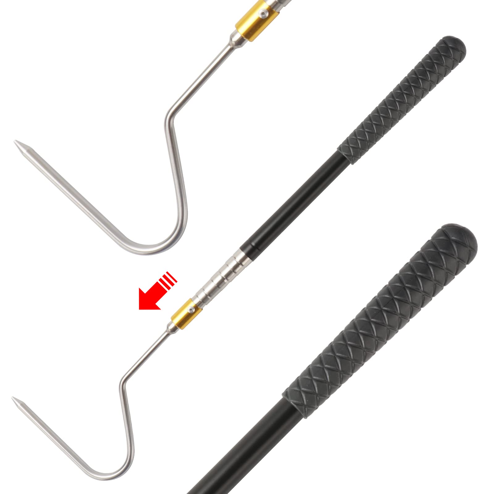 Adrinfly  64 inch Snake Catcher Hook Stick Grabber Tool Kit for Safe Removal and Handling of Rattlesnakes Python Copperhead and Other Reptiles