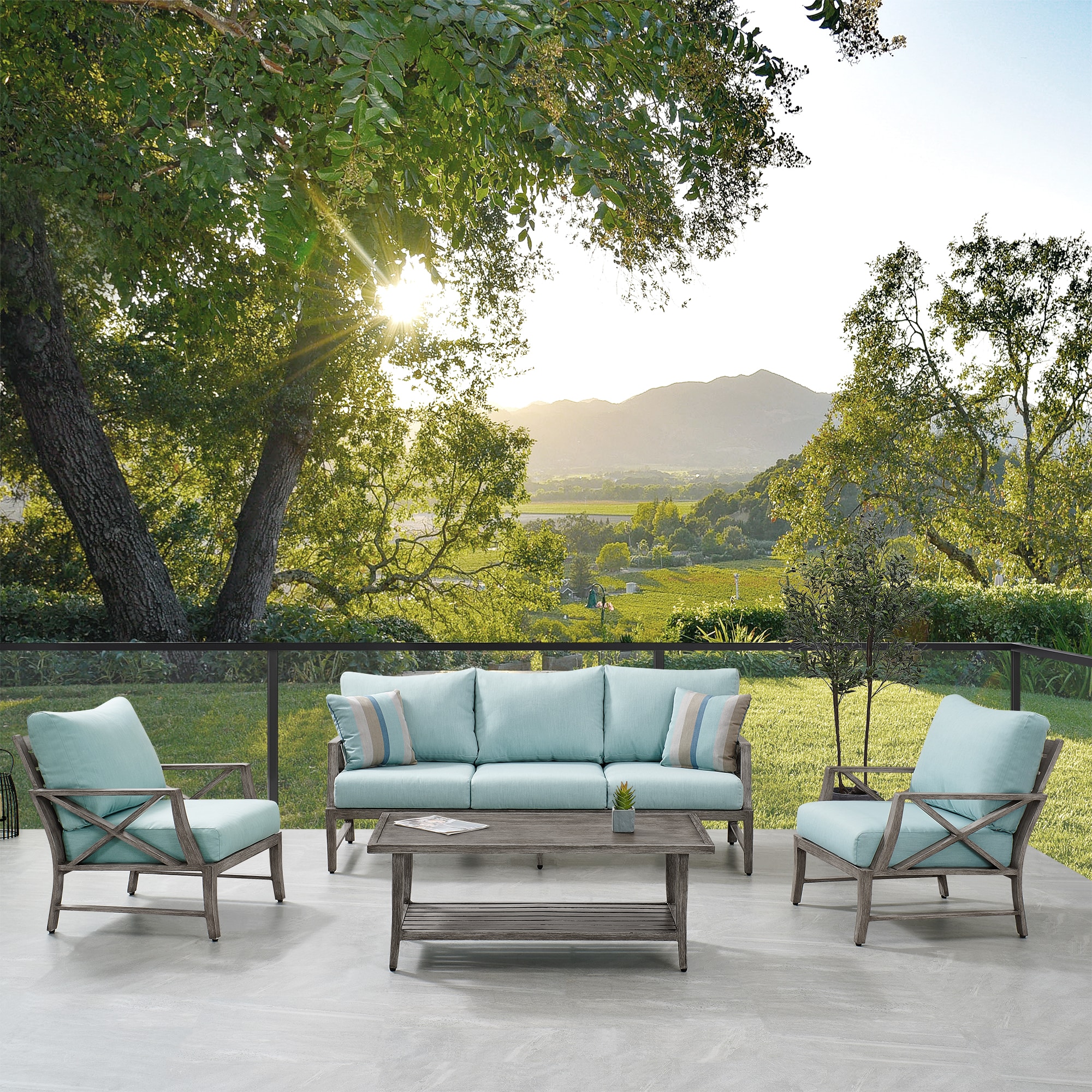 Martha Stewart Freehill 4-Piece Patio Conversation Set with Polyester  Cushions in the Patio Conversation Sets department at Lowes.com