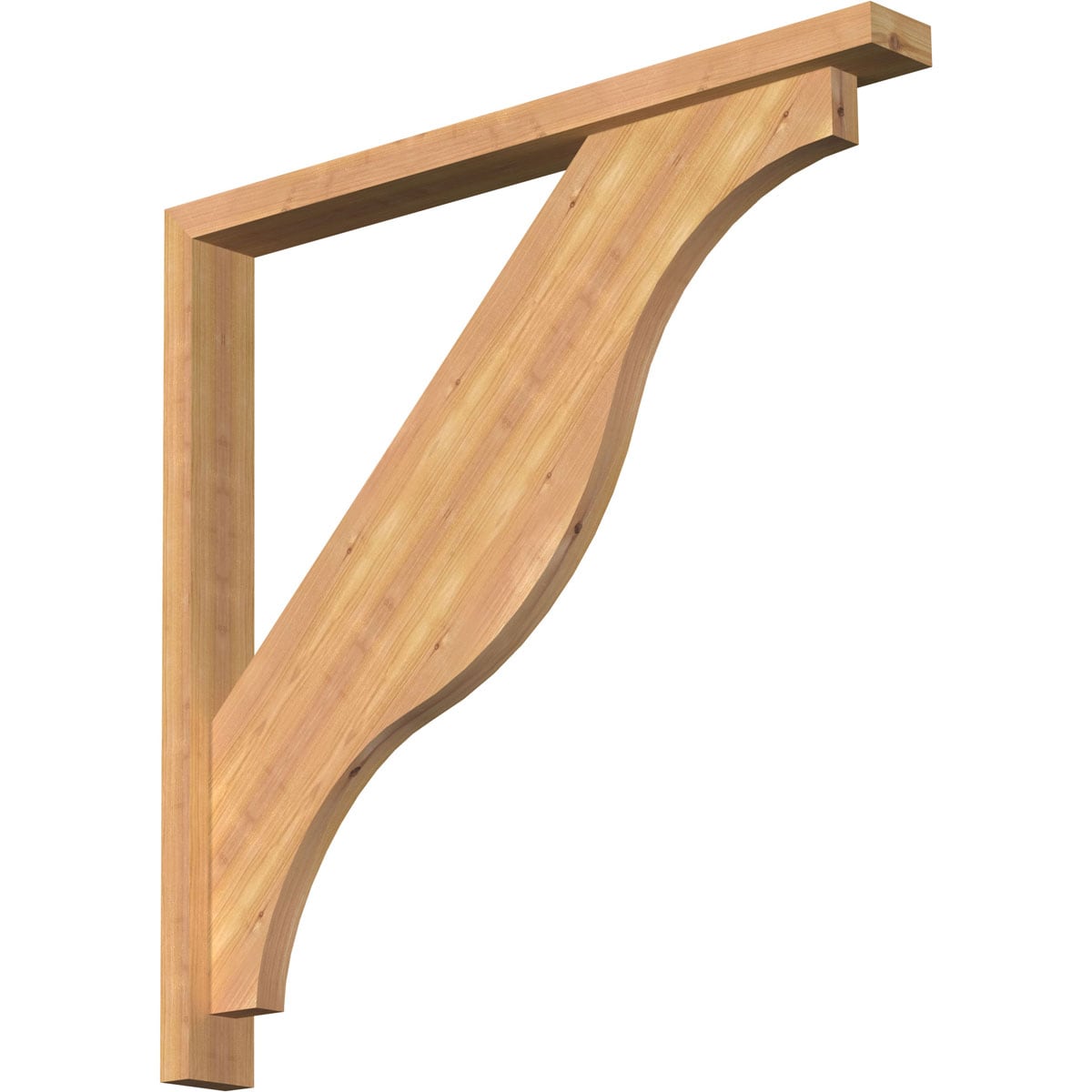 Ekena Millwork 1462332 Funston Block Smooth Bracket with Offset Brace Western Red Cedar Wood Standard Bracket