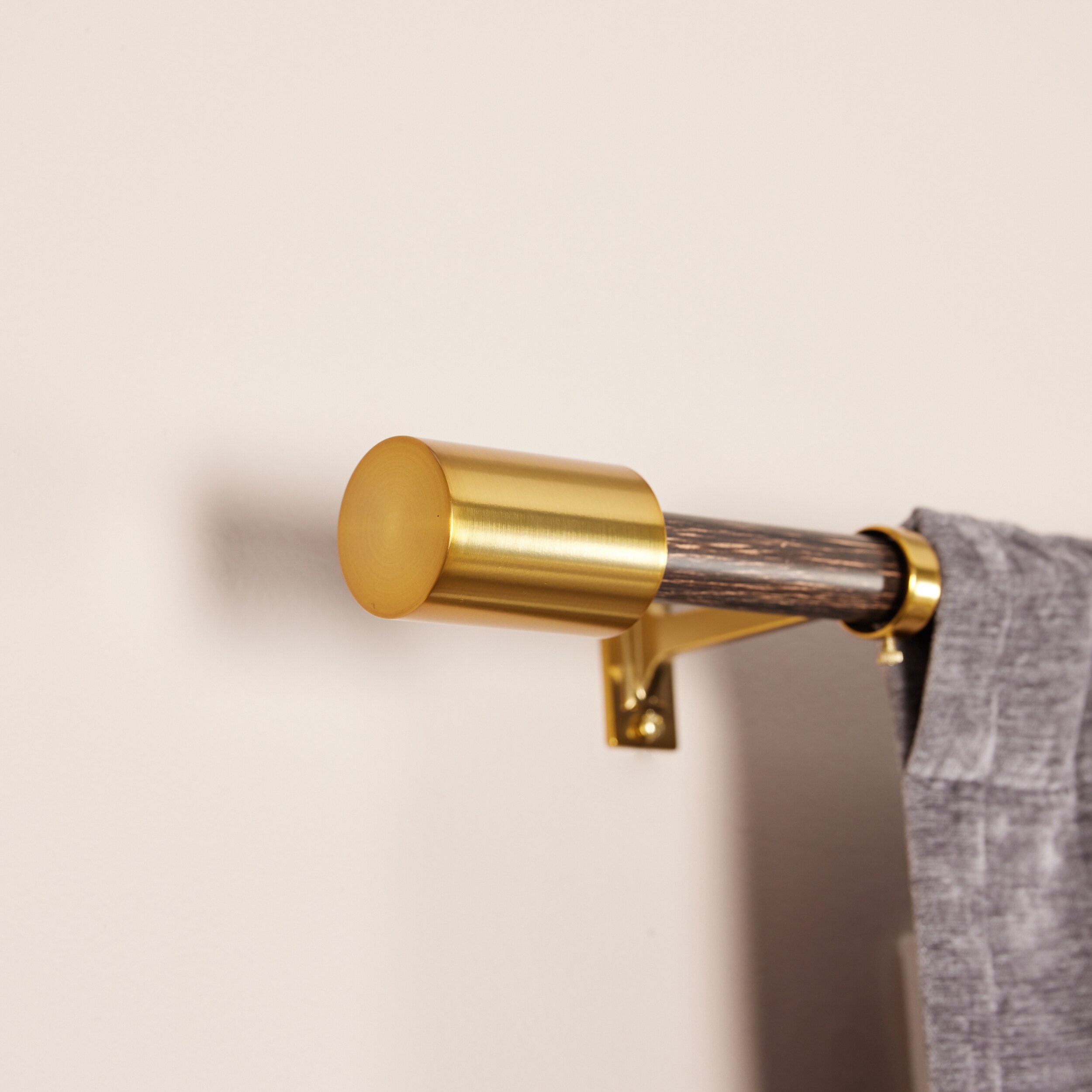 Origin 21 36-in to 72-in Wood and Gold Iron Single curtain rod with Finials