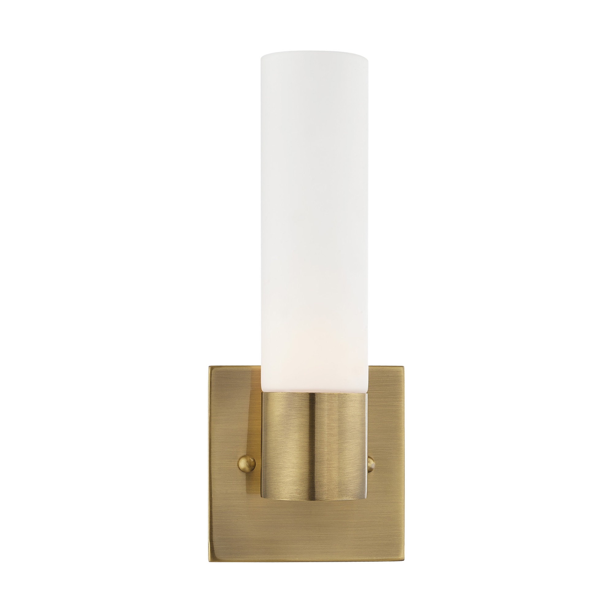 Antique Brass 11" Wall Sconce with Opal Glass