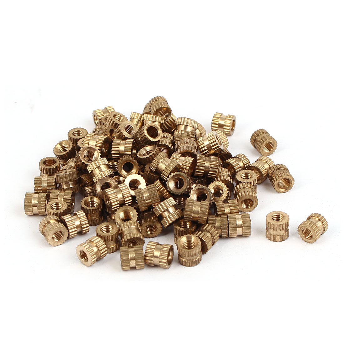 Unique Bargains Knurled Insert Nuts - 100pcs M3 x 0.5mm Female Thread Brass Threaded Insert Embedment Nuts for 3D Printer #S26090701UX5460
