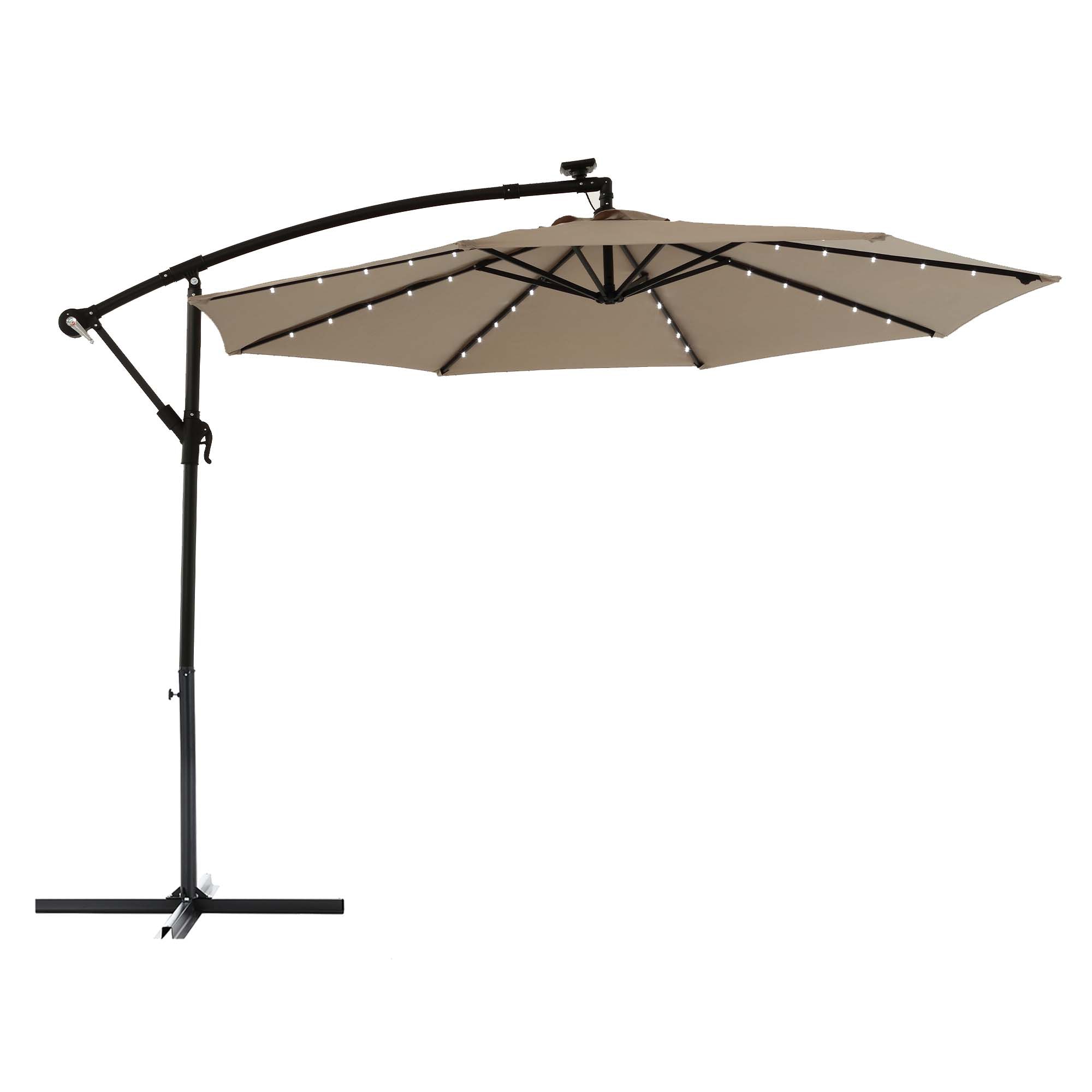 Fun Orange FUNS1HW25 10-Feet Steel Tan No-tilt Cantilever Patio Umbrella with Lights and