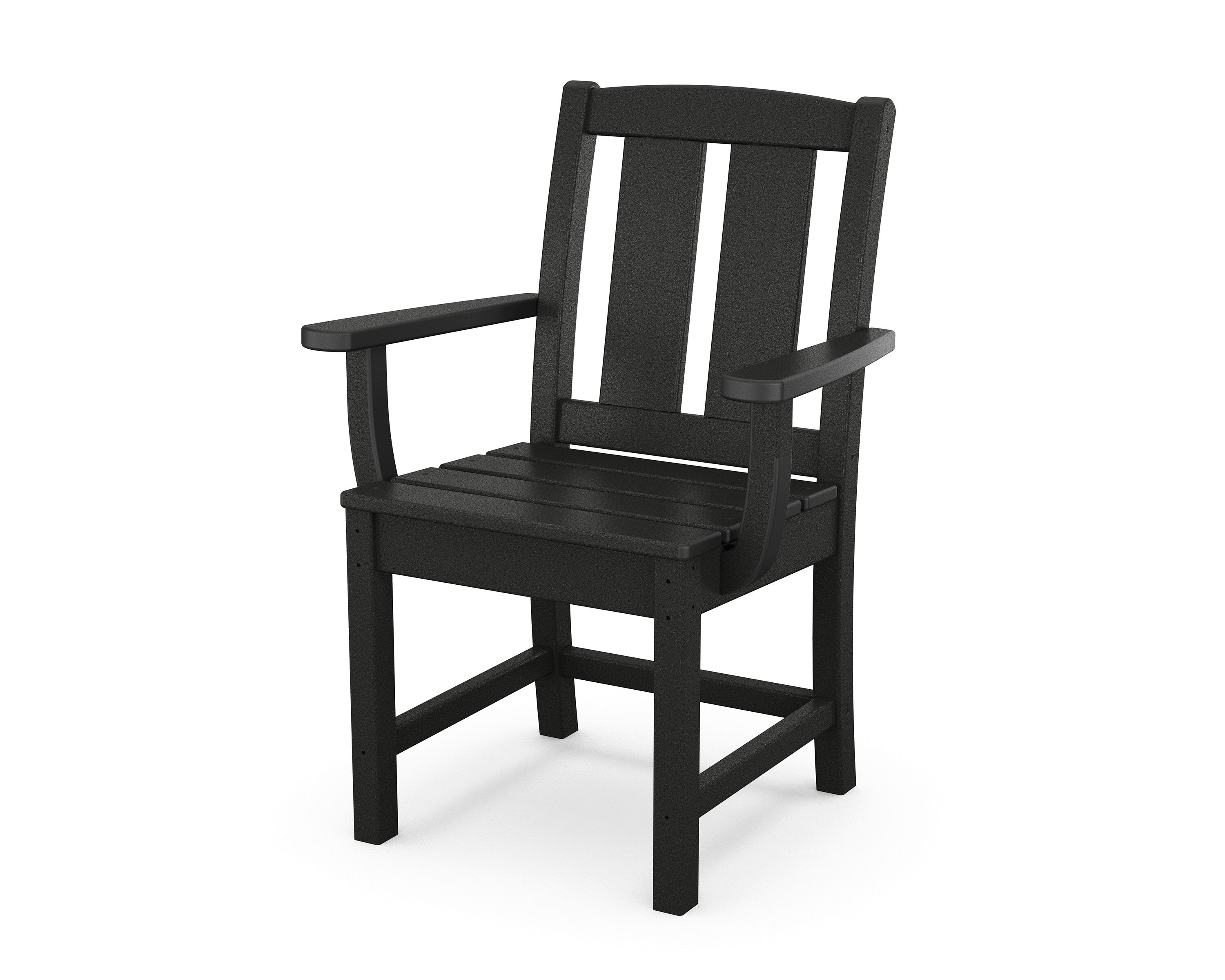 POLYWOOD TLD240BL Mission Black Plastic Frame Stationary Dining Chair with Slat Seat