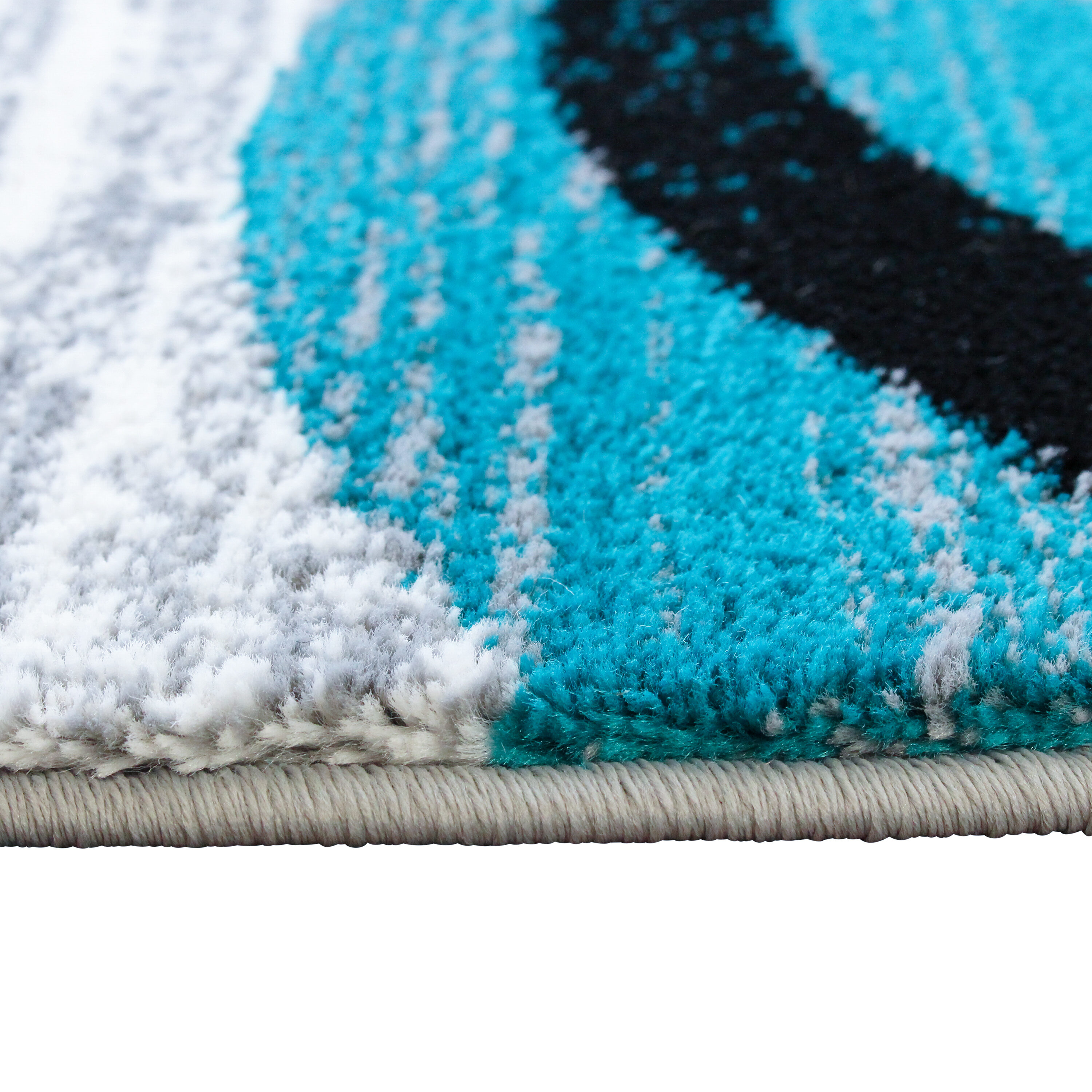 Turquoise and Gray Abstract Pattern 5' x 7' Synthetic Area Rug