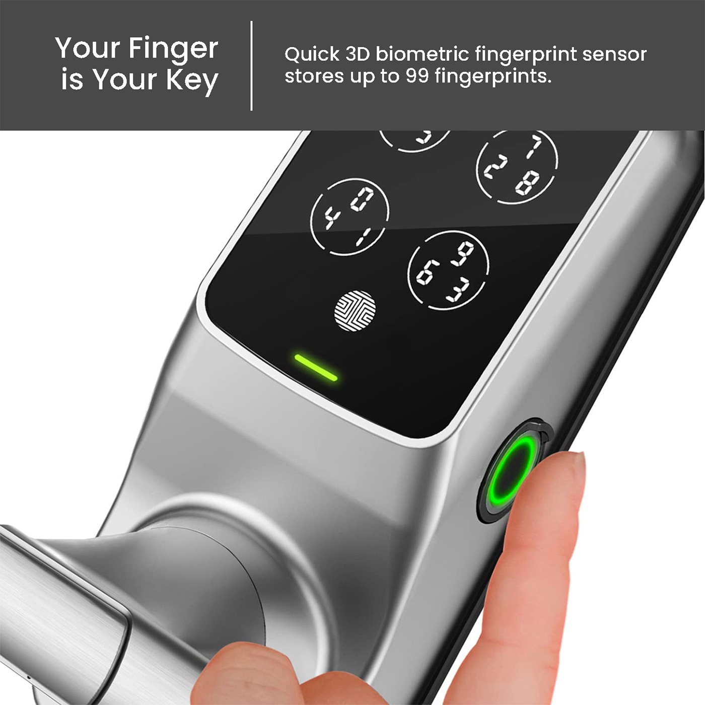 Lockly Secure Plus Latch Bluetooth Smart Locks Satin Nickel Smart Lock Electronic Handle with Wifi Bluetooth and Fingerprint Touchscreen Keypad PGD 628F SN Sansujyuku sansujyuku.com