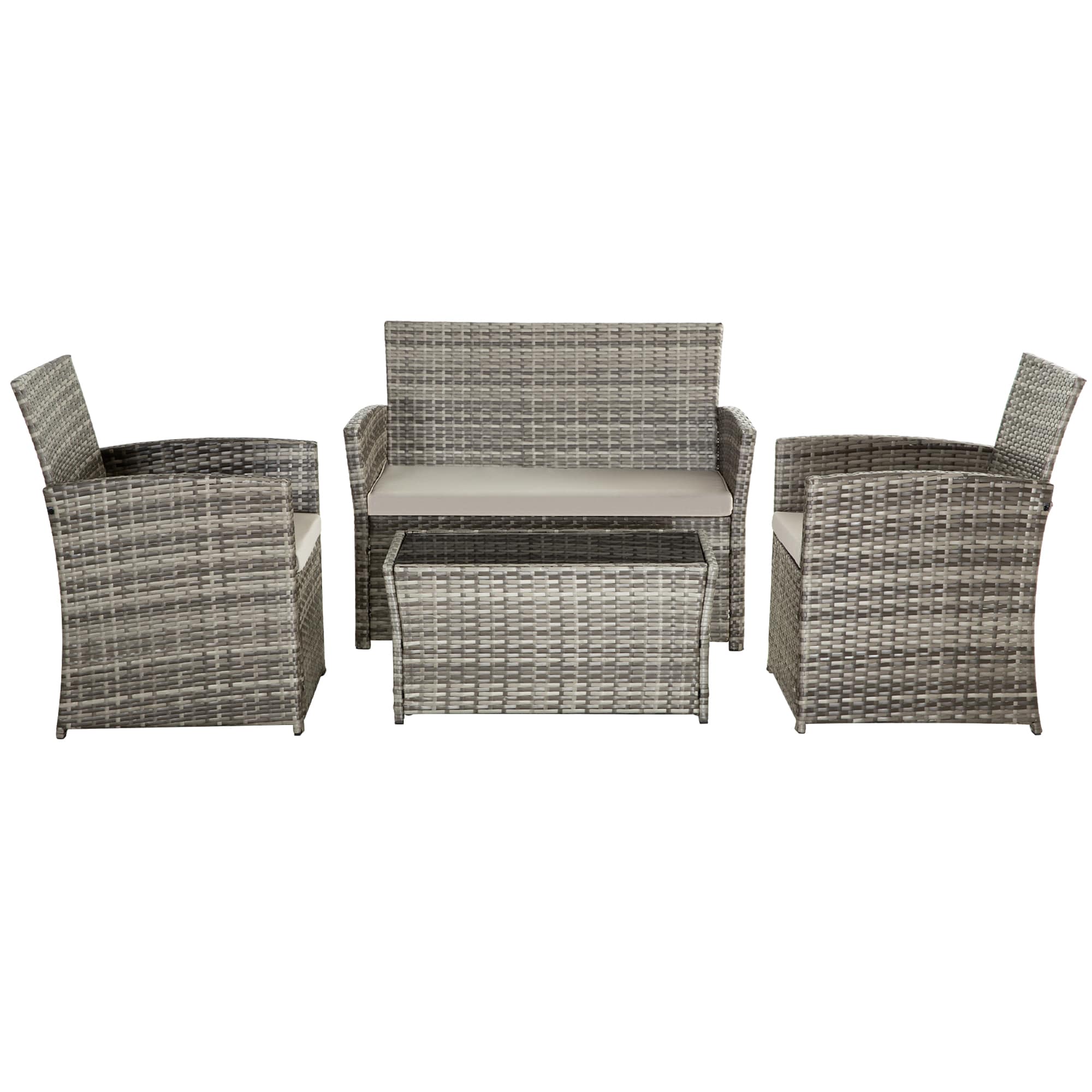CESICIA 767-Z70 4 -Piece Wicker Patio Conversation Set with Gray Cushions