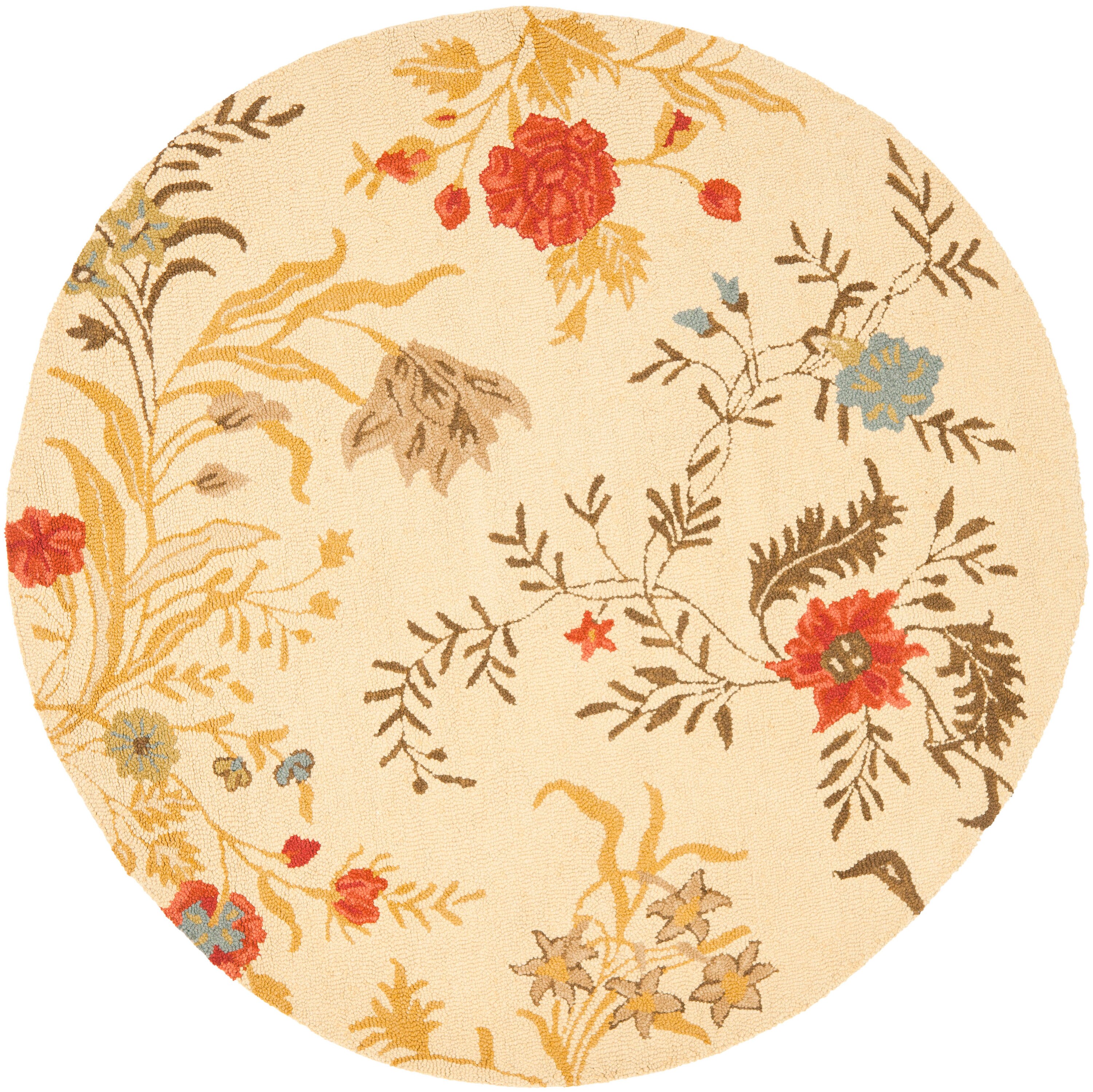 Safavieh Blossom Dicy 6 X 6 Wool Beige Round Indoor Floral