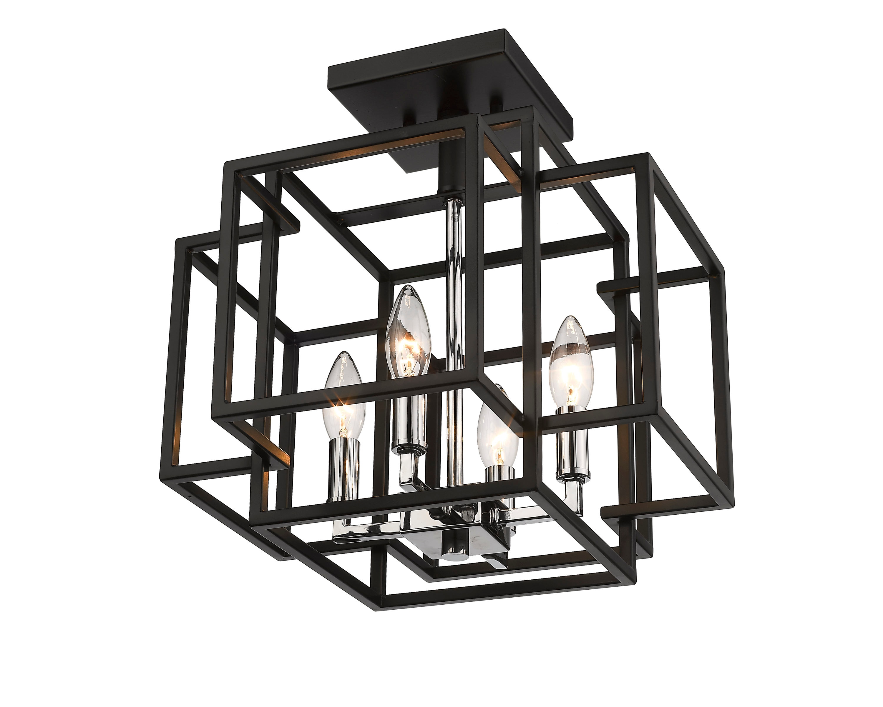 Z-Lite Titania 1-Light 14-in Black + Chrome Semi-Flush mount light 