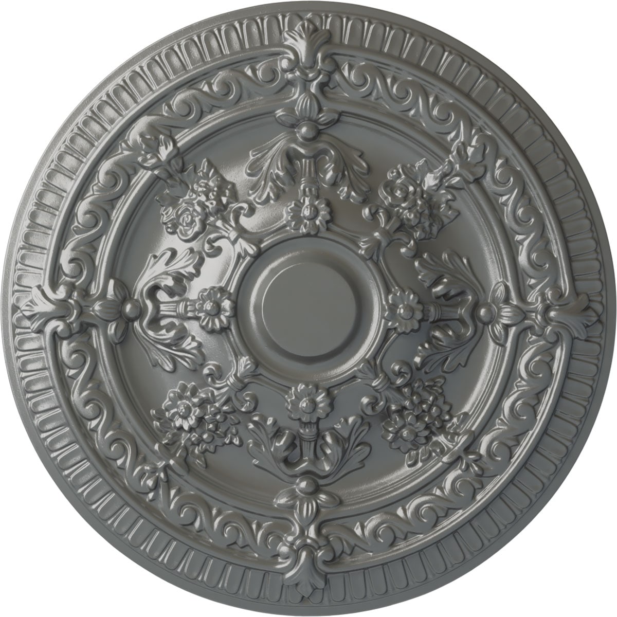 Ekena Millwork CM26VISLS Vincent 26-in W x 26-in L Painted Silver Polyurethane Whole Ceiling Medallion