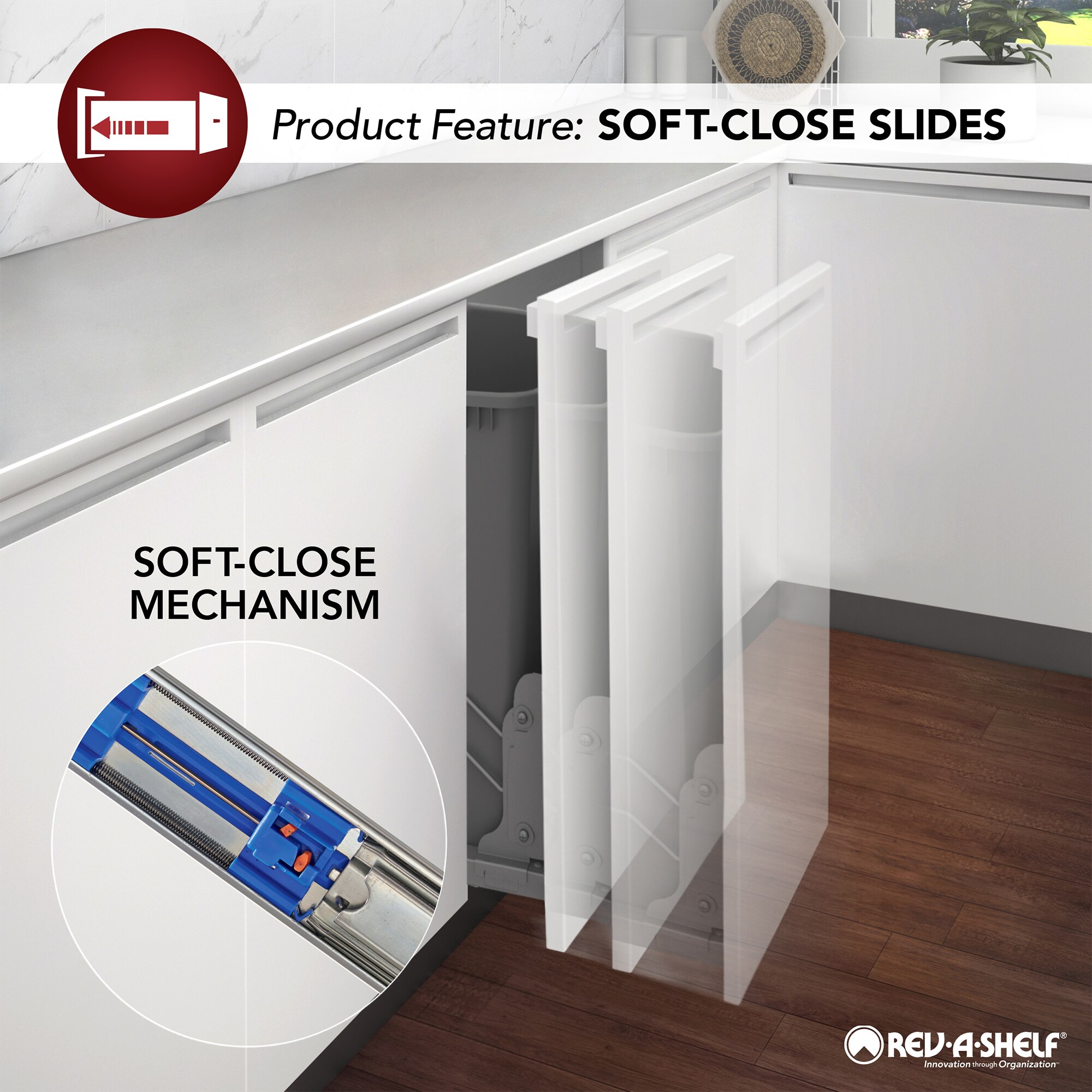 Rev-A-Shelf Appliance Lift with Soft-Close Mechanism, Chrome