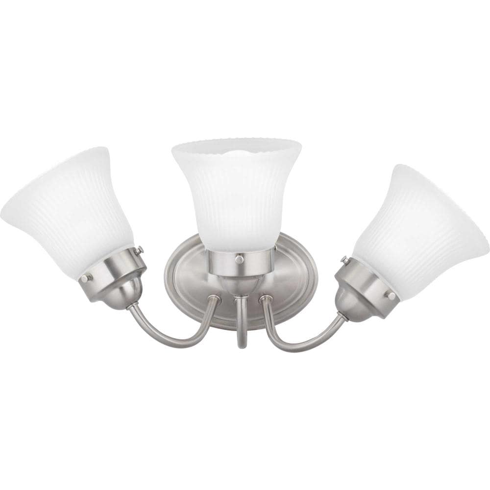 Progress Lighting P3289-09ET Fluted Glass 16-in 3 -Light Brushed Nickel Traditional Vanity light