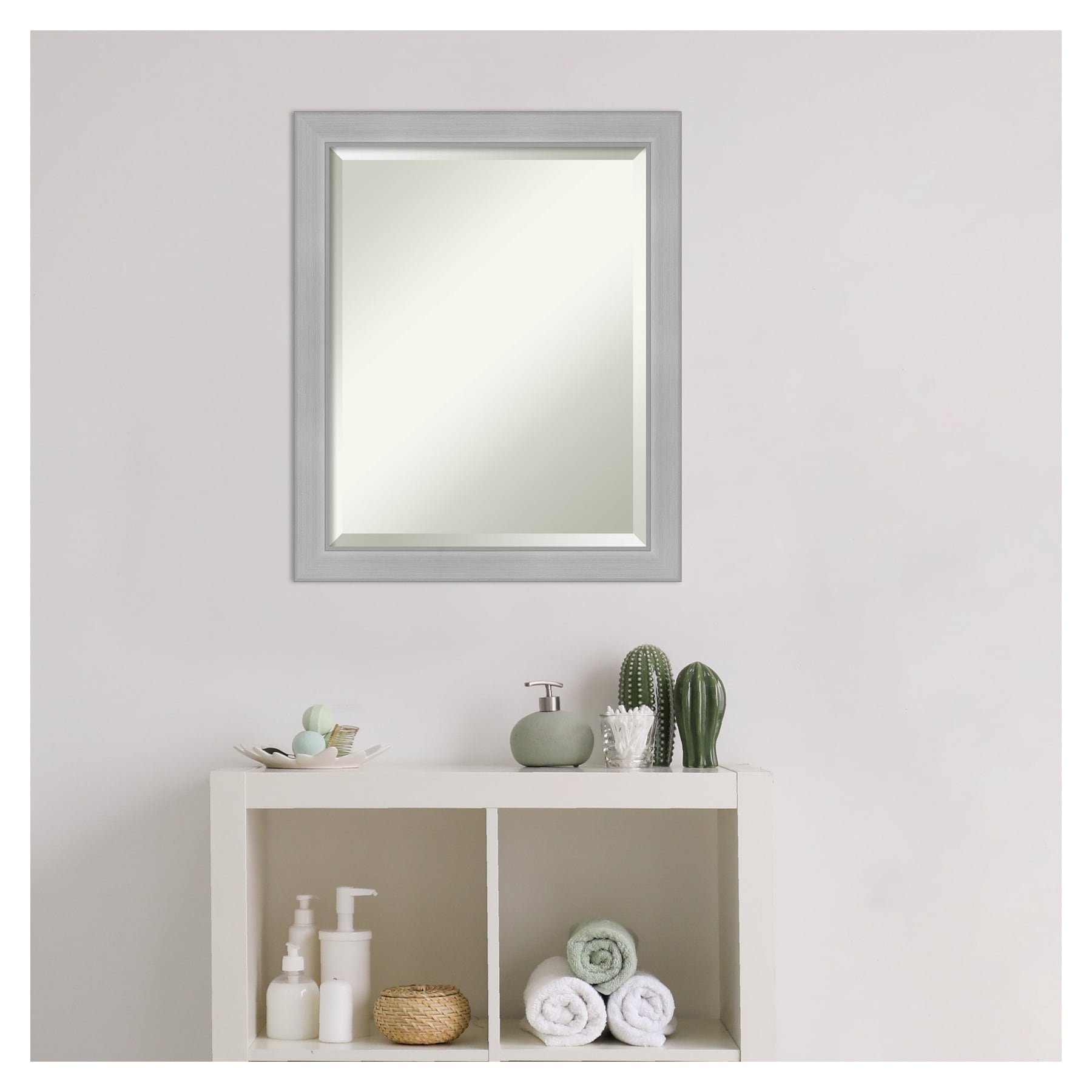 Vista Brushed Nickel 19" x 23" Rectangular Bathroom Vanity Wall Mirror