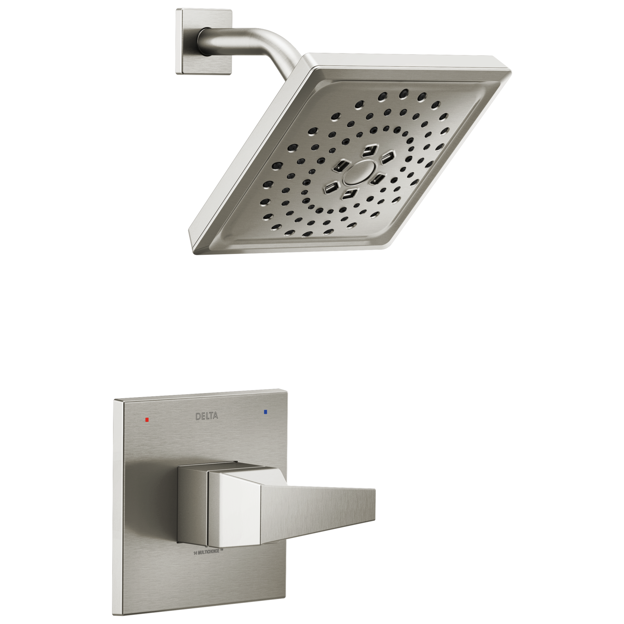 Delta T14243-SS-PR Trillian Lumicoat Stainless 1-handle Multi-function 7.625-Inches Square Bathtub and shower Faucet with Valve