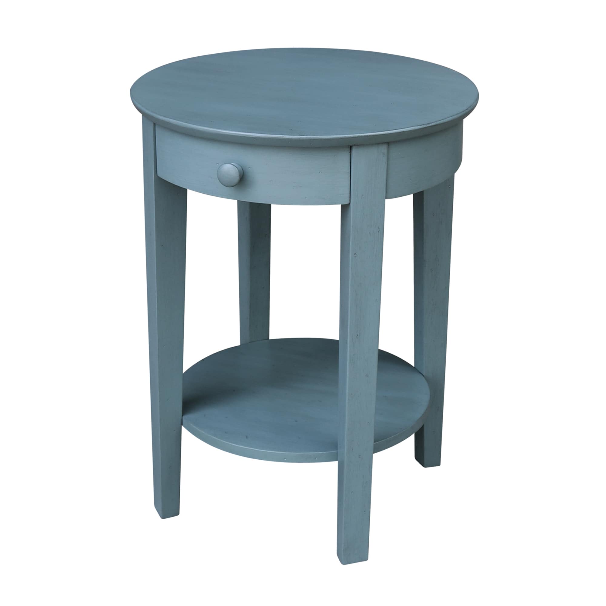 International Concepts OT32-2128 21-in W x 28-in H Ocean Blue Wood Round Casual End Table with Storage Assembly Required