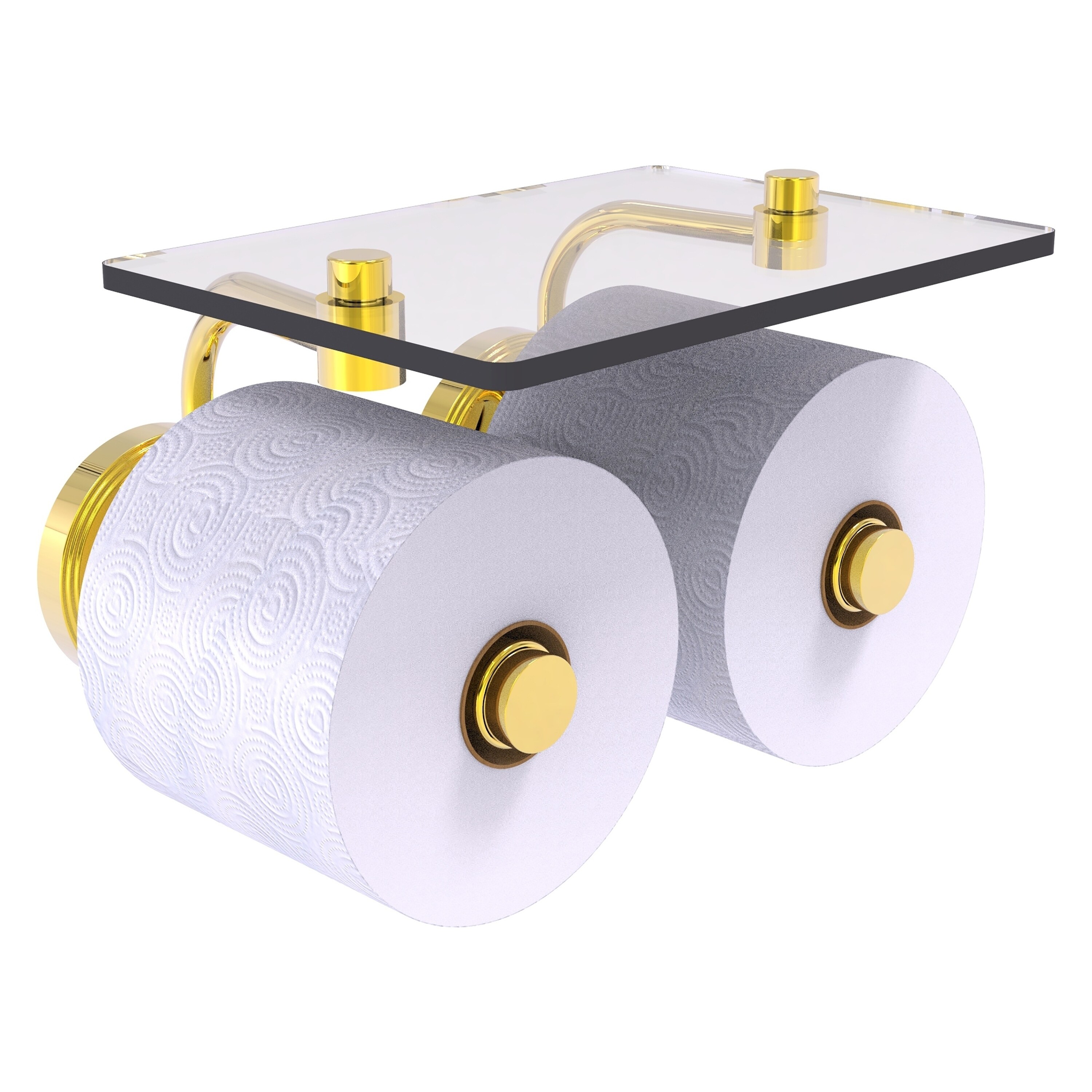 Allied Brass PR-24-2S-PB Prestige Regal Polished Brass Wall mount Double post Toilet Paper Holder 2 -Rolls