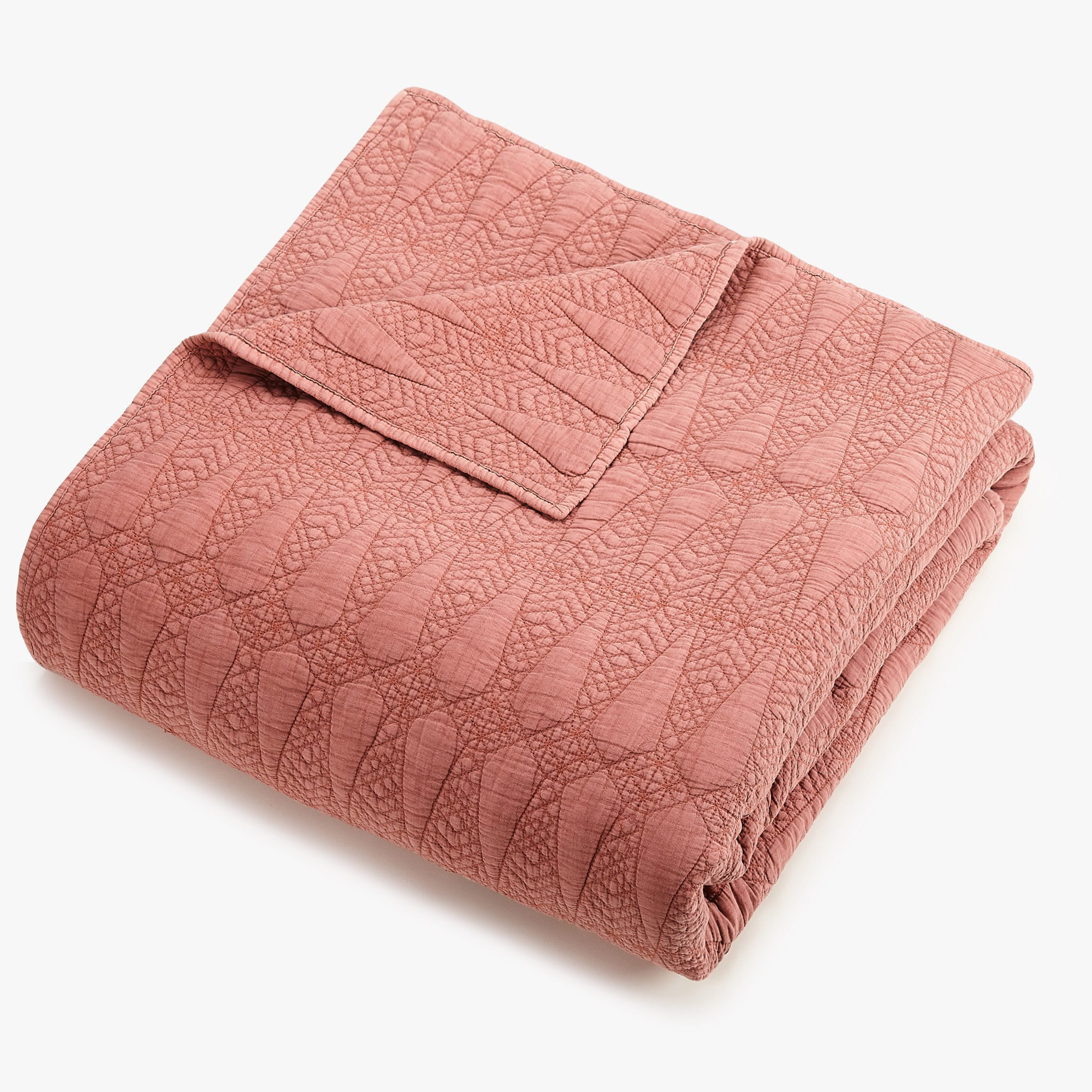 Kahelo Red Cotton Full Quilt Set with Textured Accent