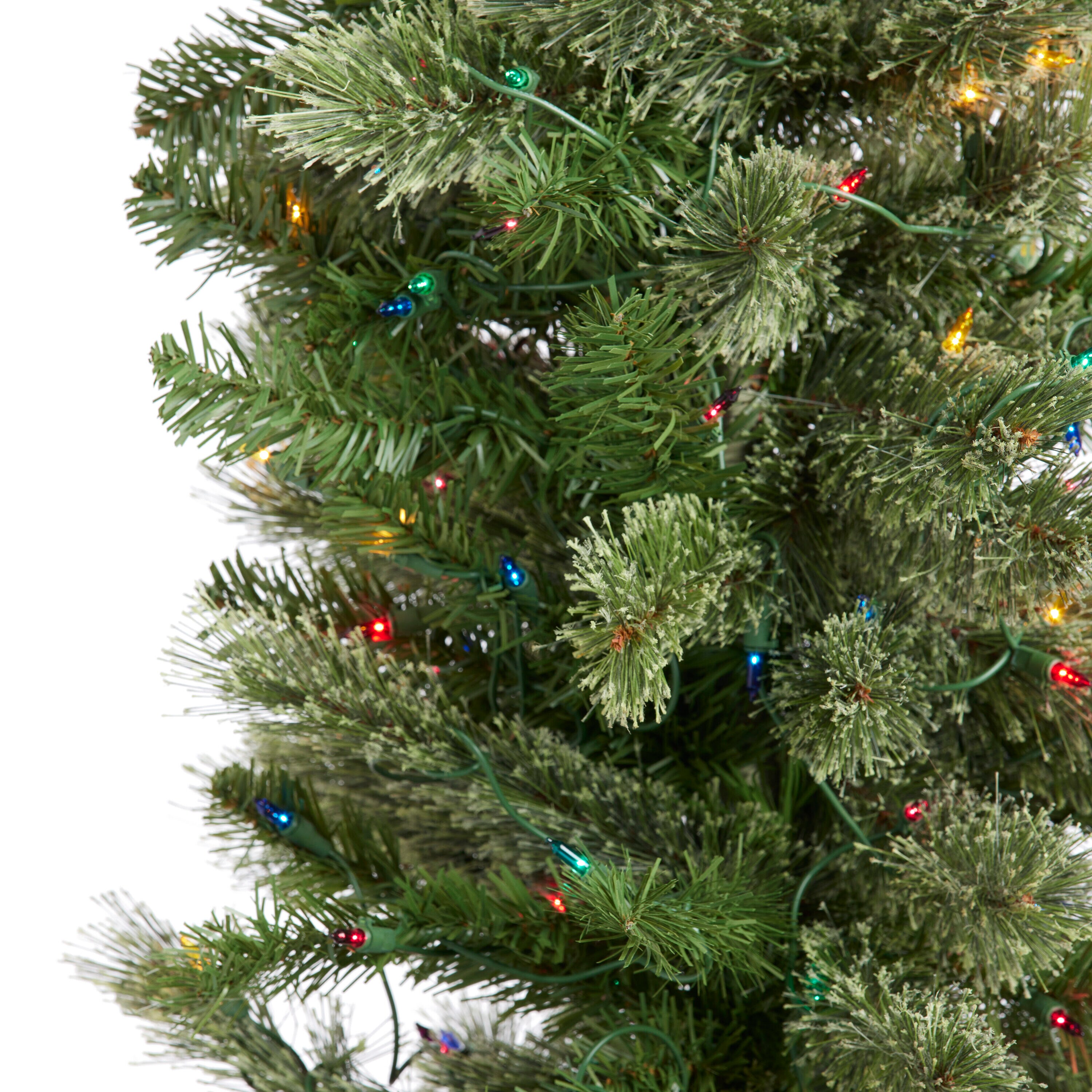 7-Foot Slim Pine Christmas Tree with Multi-Color Lights