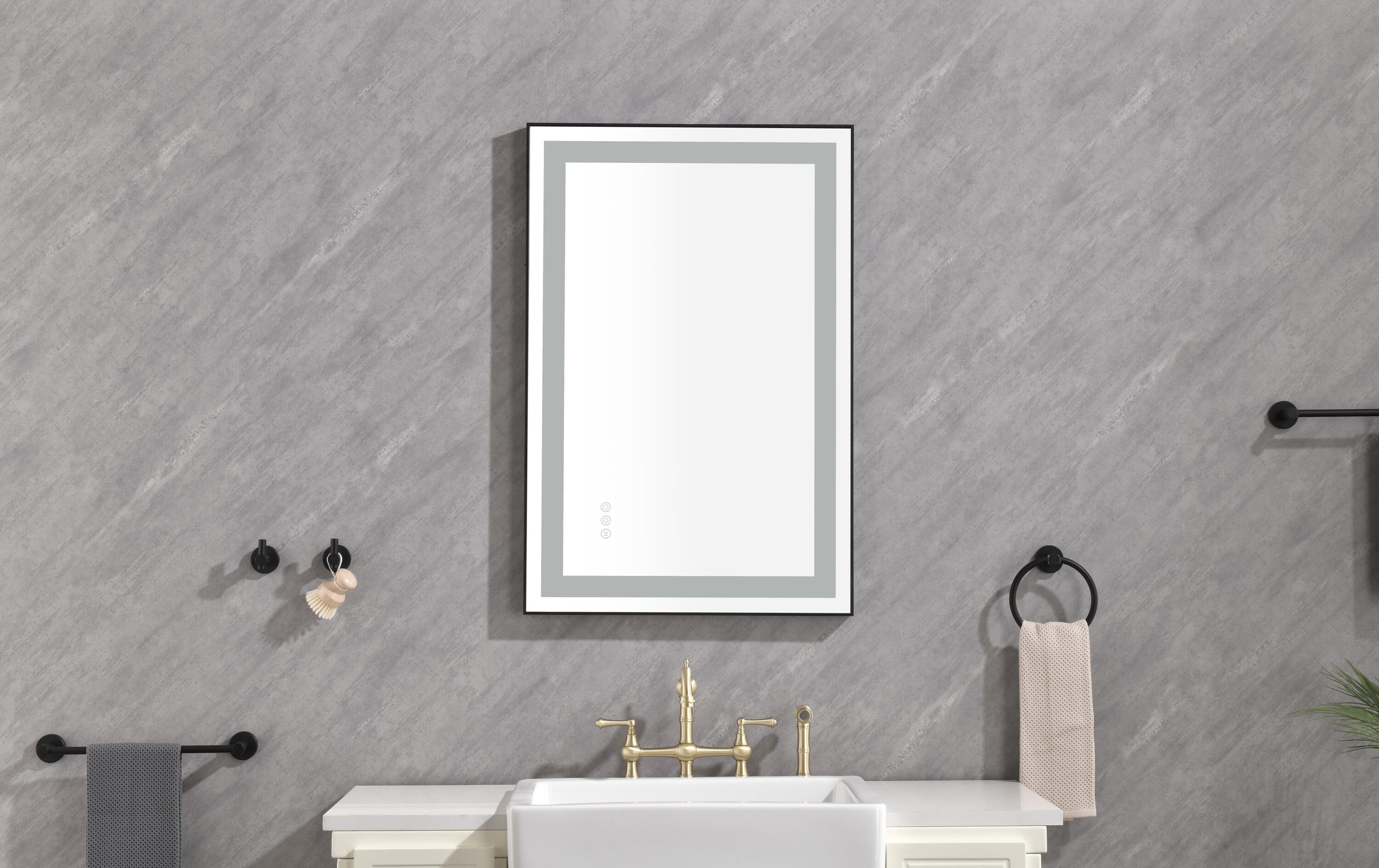 Vacolite KP-931HB 36-in x 24-in Polished Rectangle Dimmable LED Lighted Fog Free Tilting Bathroom Vanity Mirror ( glass )