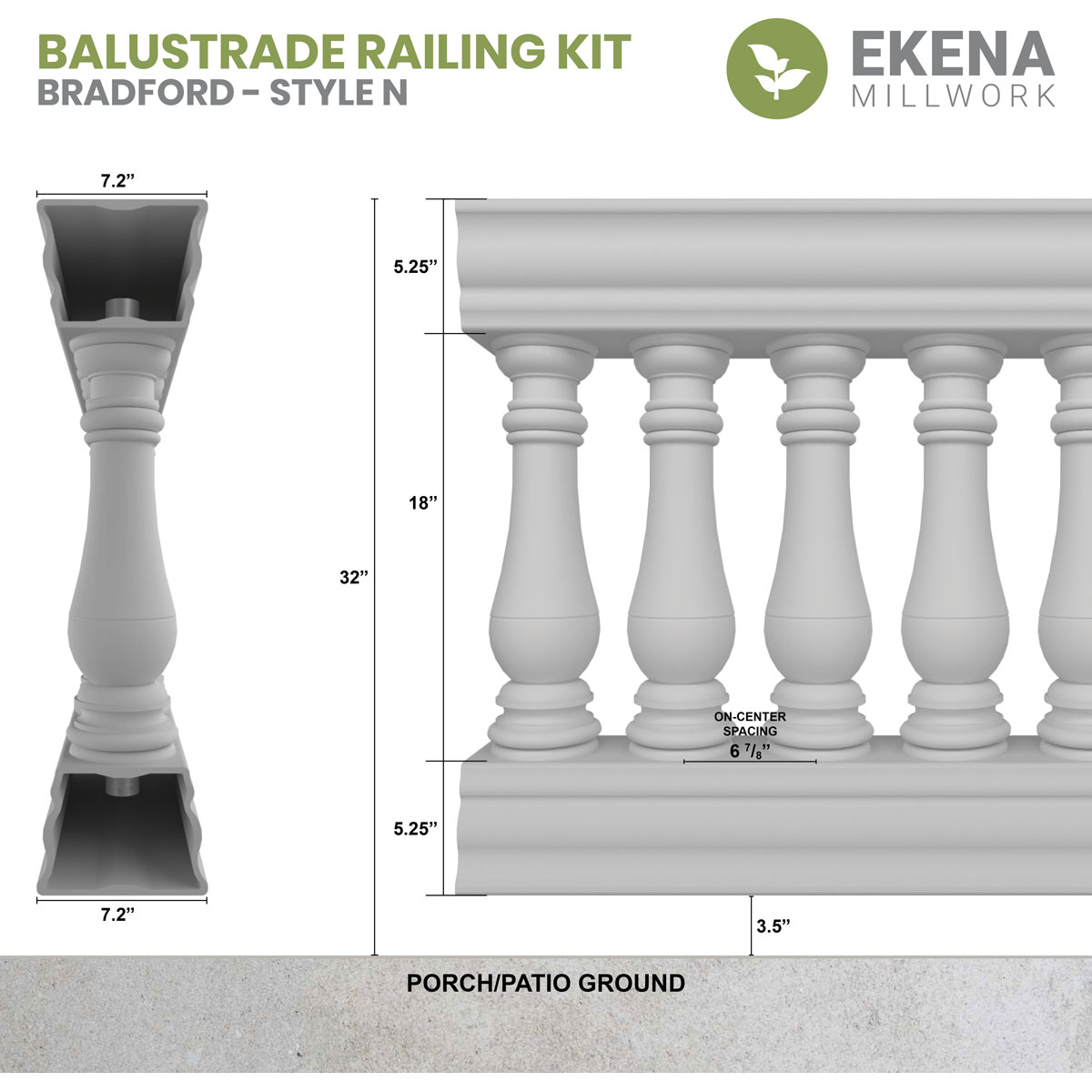 Ekena Millwork BALK32X168BRN railings - View #2