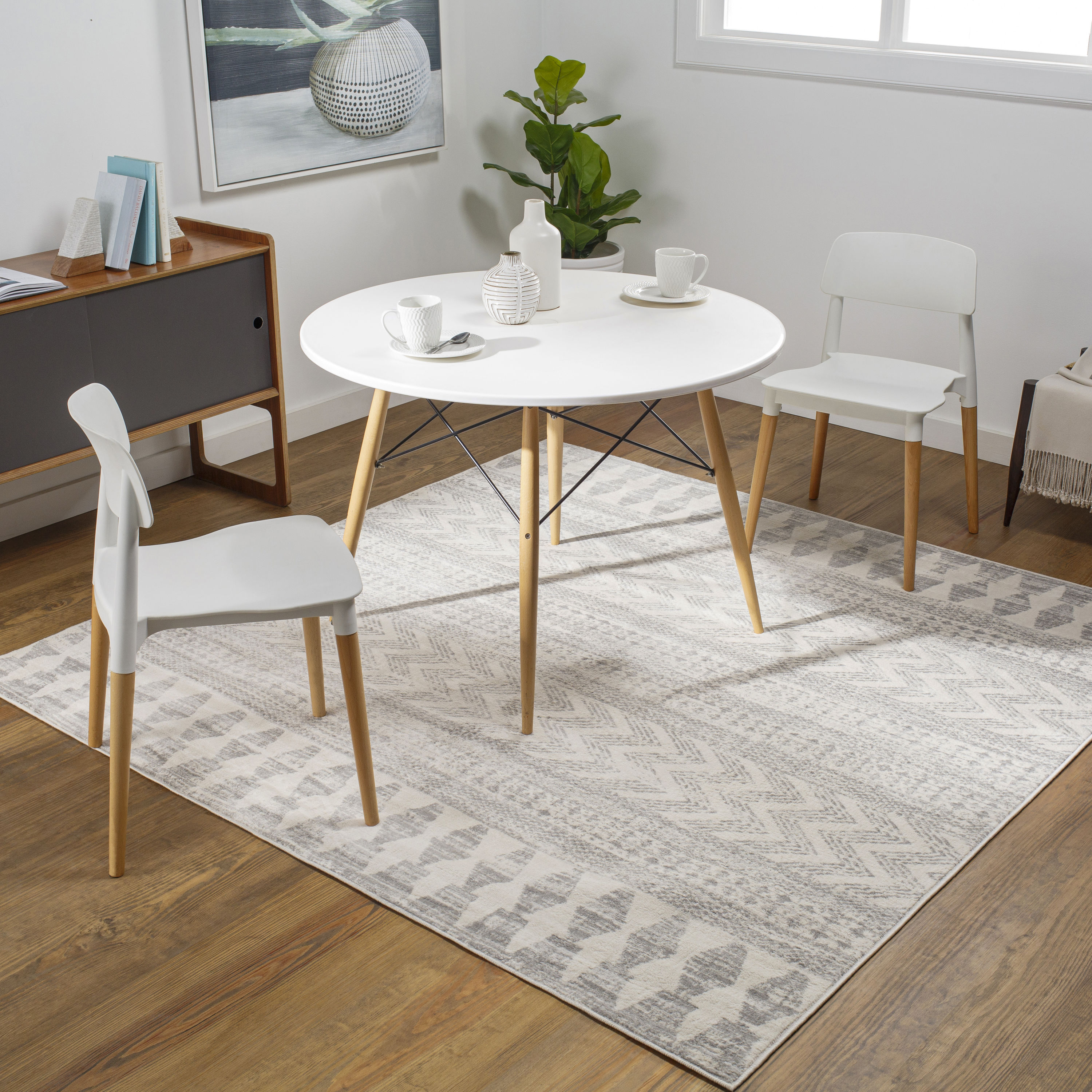 Livabliss ROM2329-710SQ Roma 8 x 8 (ft) Polypropylene Light Gray Square Indoor Stripe Global Area rug