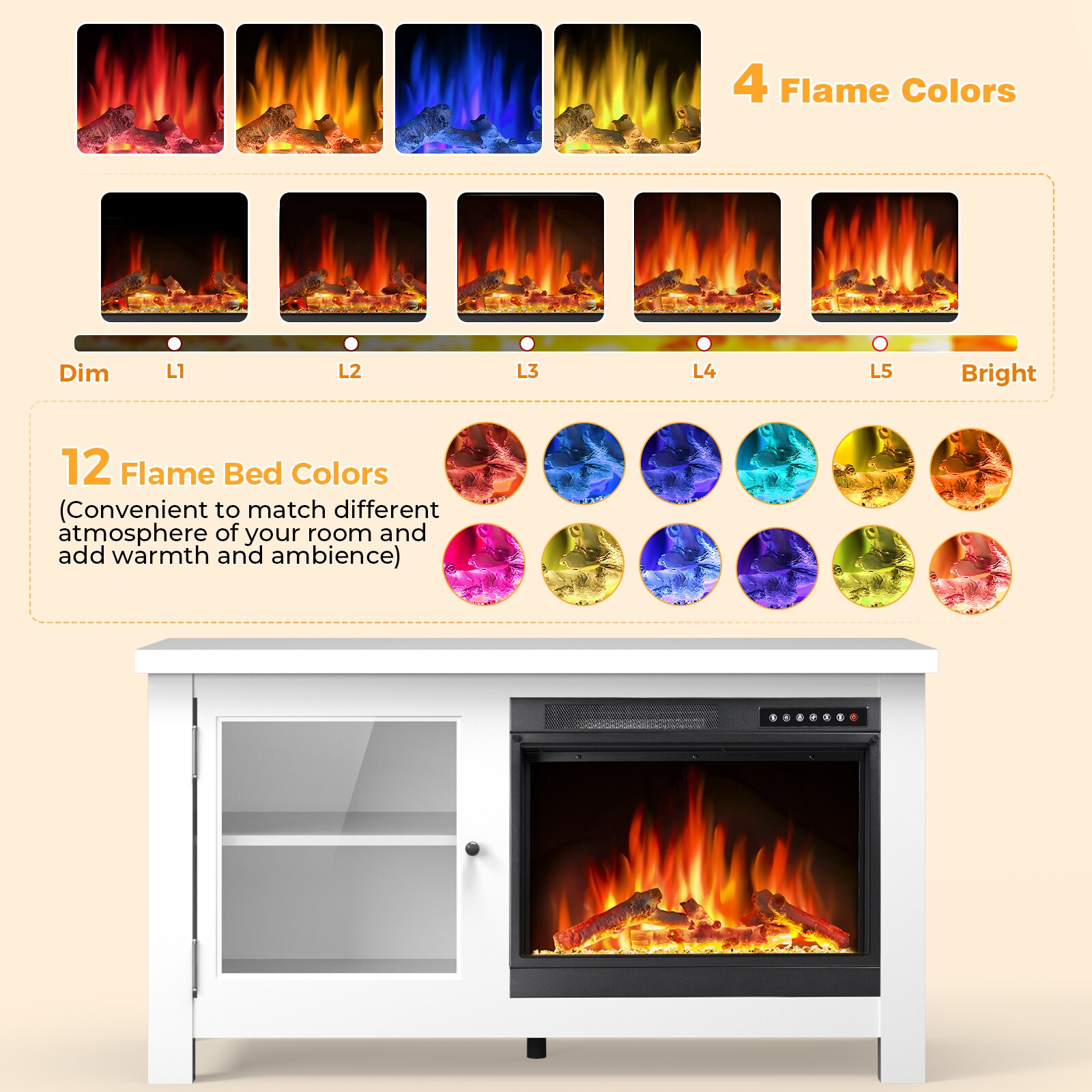 COWSAR LSSM2304W Electric-Fireplaces - View #4
