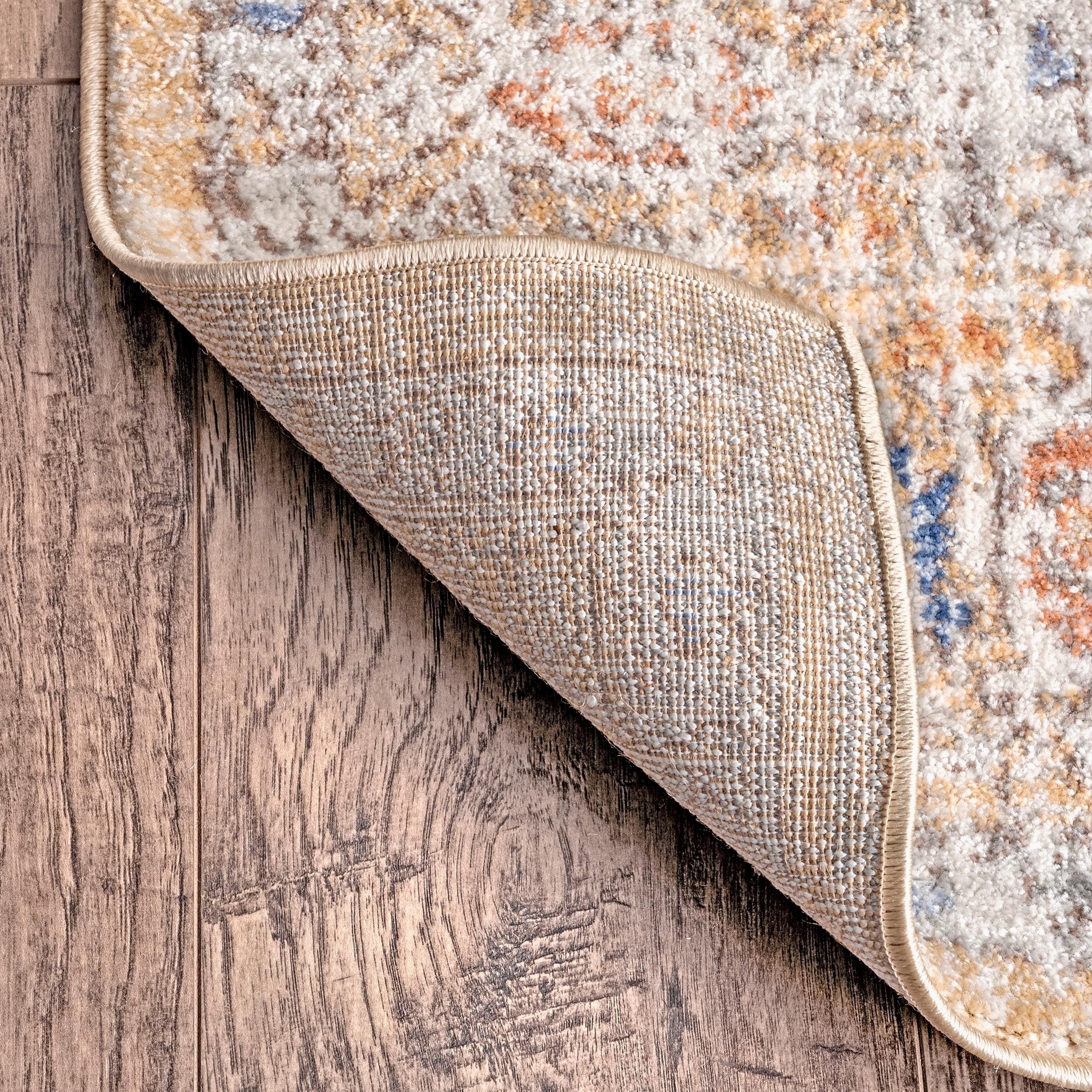 Jacquie Gold and Ivory Synthetic Oriental Runner Rug