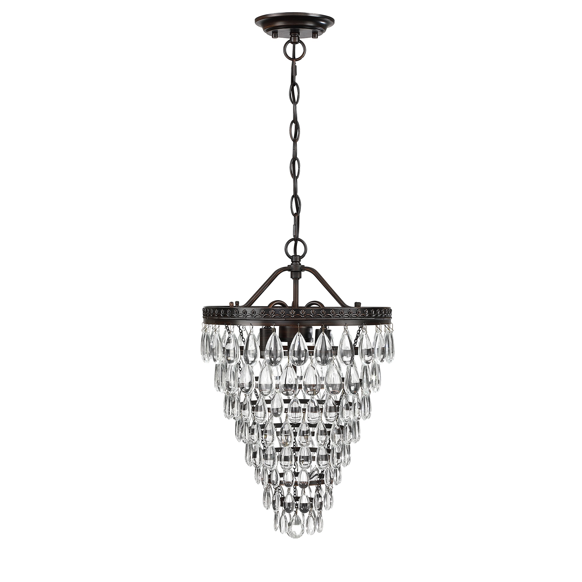Black Crystal Tiered Pendant Chandelier with Glass Accents