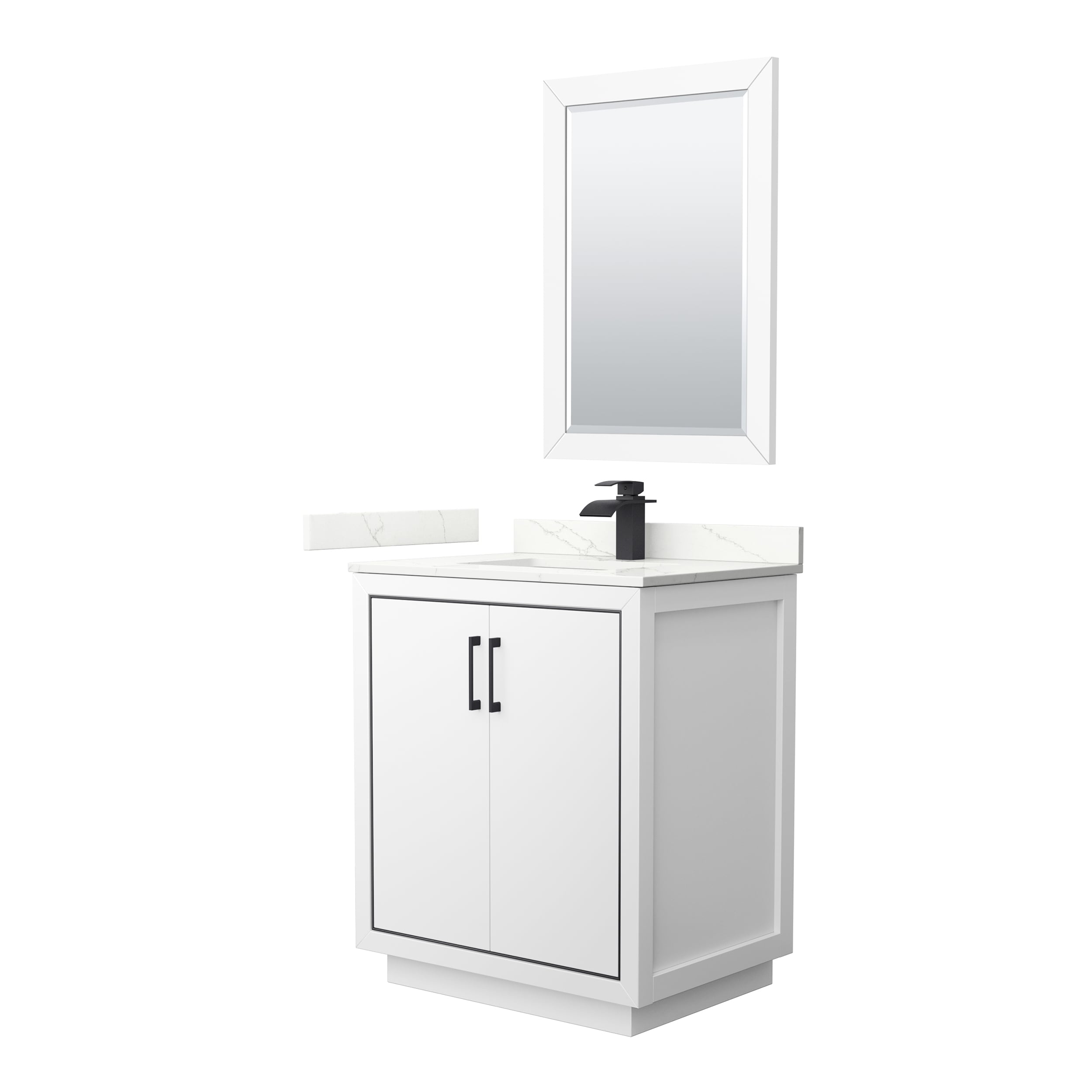 Wyndham Collection WCF111130SWBGTUNSM24 Icon 30-in White Undermount Single Sink Bathroom Vanity with Giotto Quartz Top (Mirror Included)