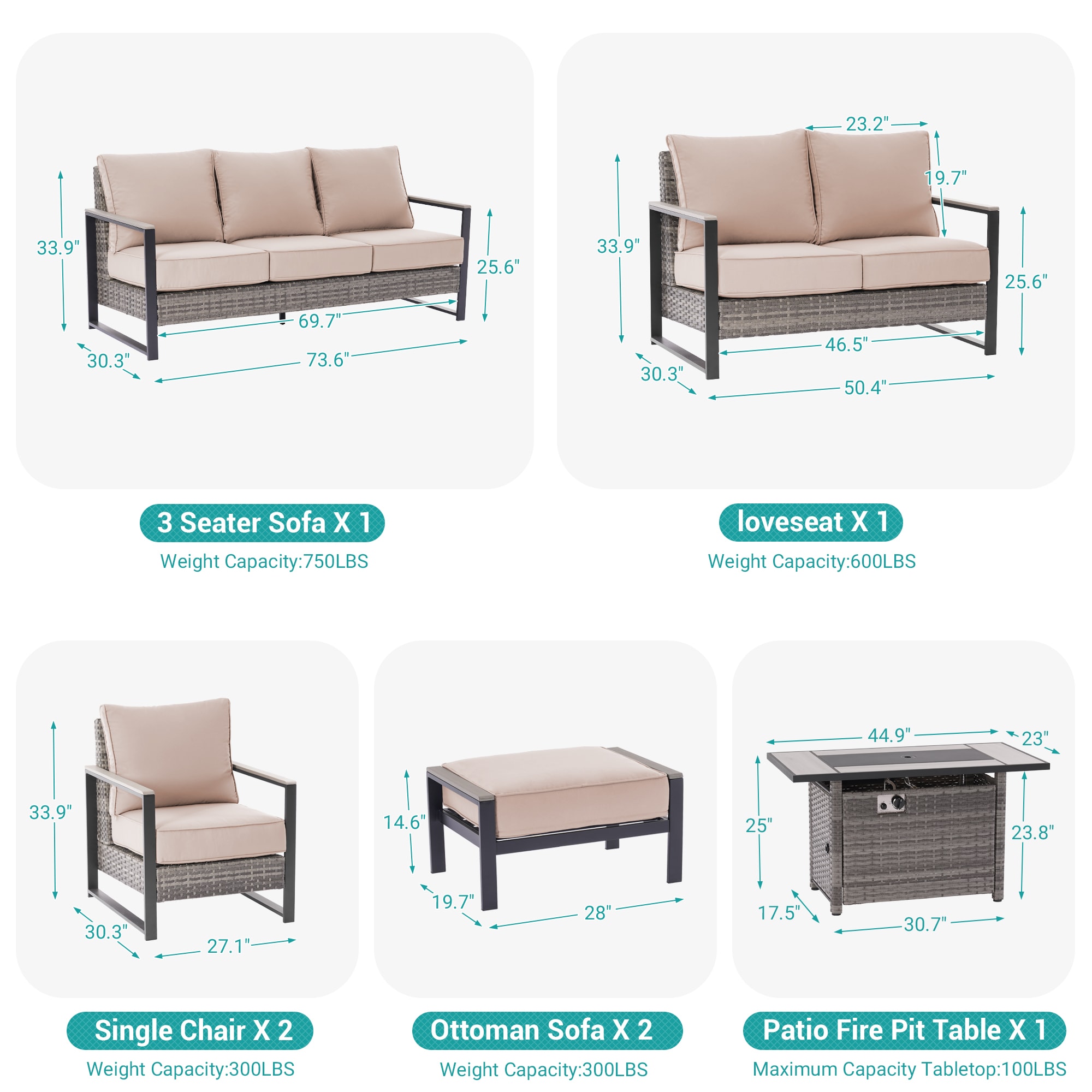 Sonkuki SD-PS-148HSD-S3T5 Patio-Conversation-Sets - View #3
