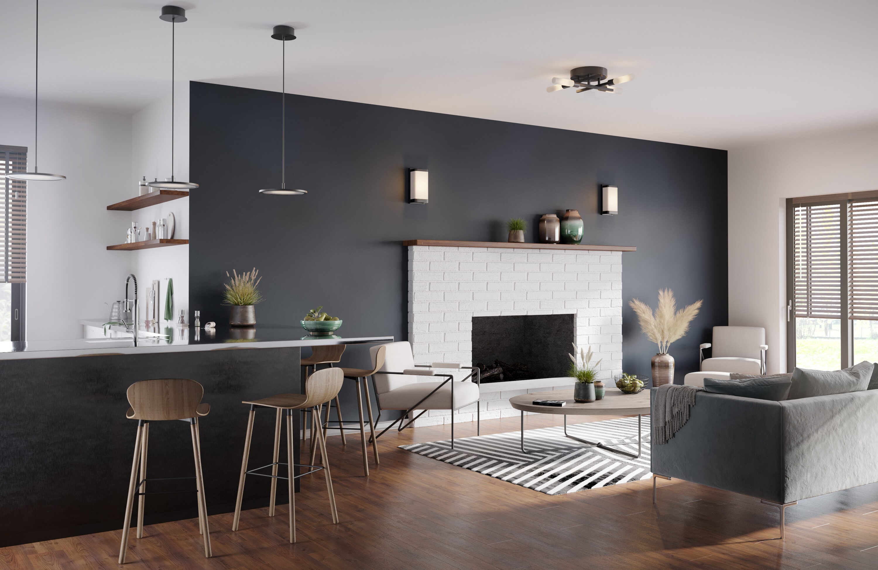 Everlume 11" Matte Black Modern LED Pendant with Edge-Lit Diffuser
