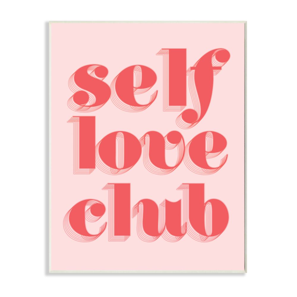 Stupell Industries AB-326-WD-13X19 Self Love Club Quote Bold Pink Red Text Color Pop Daphne Polselli 19-in H x 13-in W Inspirational Print