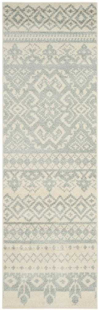 Safavieh ADR107S-210 Adirondack Taos 2 x 10 (ft) Loomed Polypropylene Ivory/Slate Rectangular Indoor Lodge Runner rug