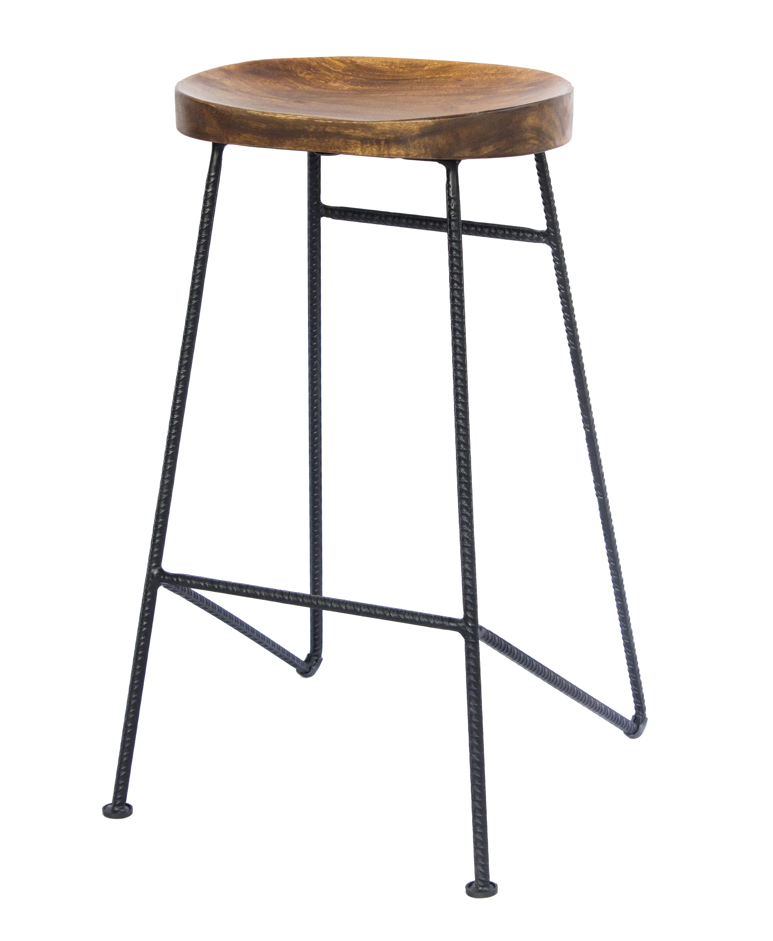 Benzara UPT-183797 Brown 28.0-in H Bar height Saddle seat Metal Bar Stool