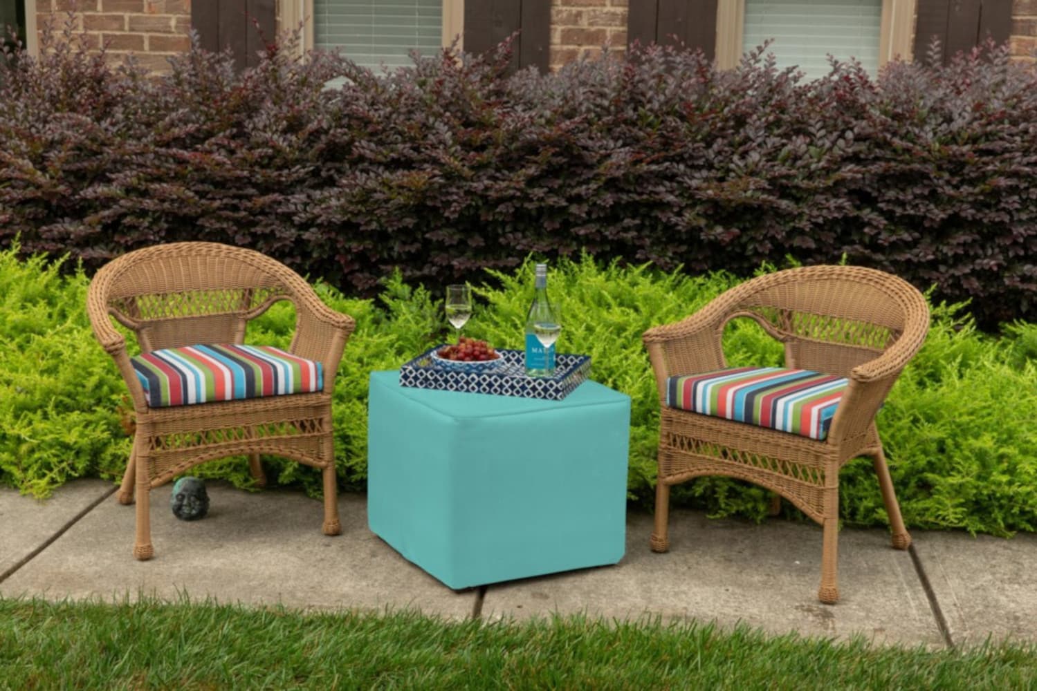 Sunbrella Multicolor Stripe Outdoor Wicker Seat Cushion 18" x 18"