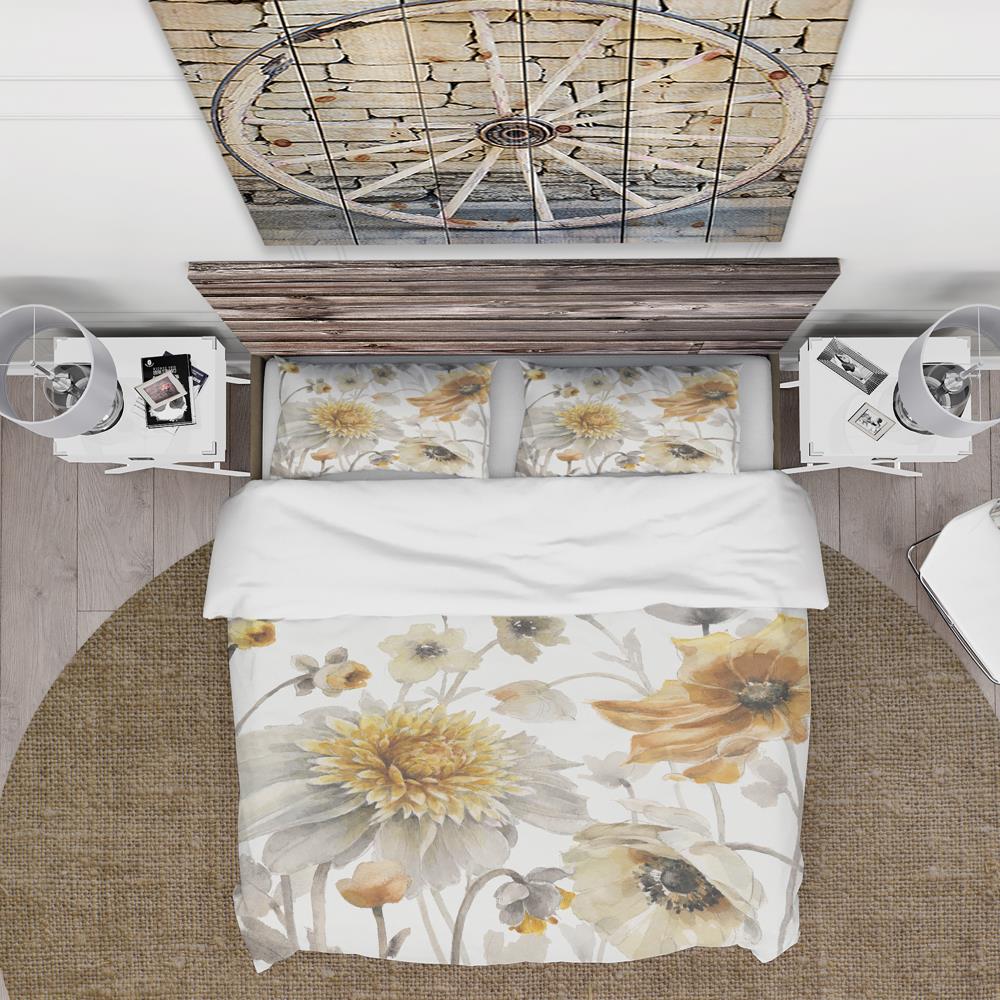 King Floral Watercolor Microfiber Duvet Cover Set