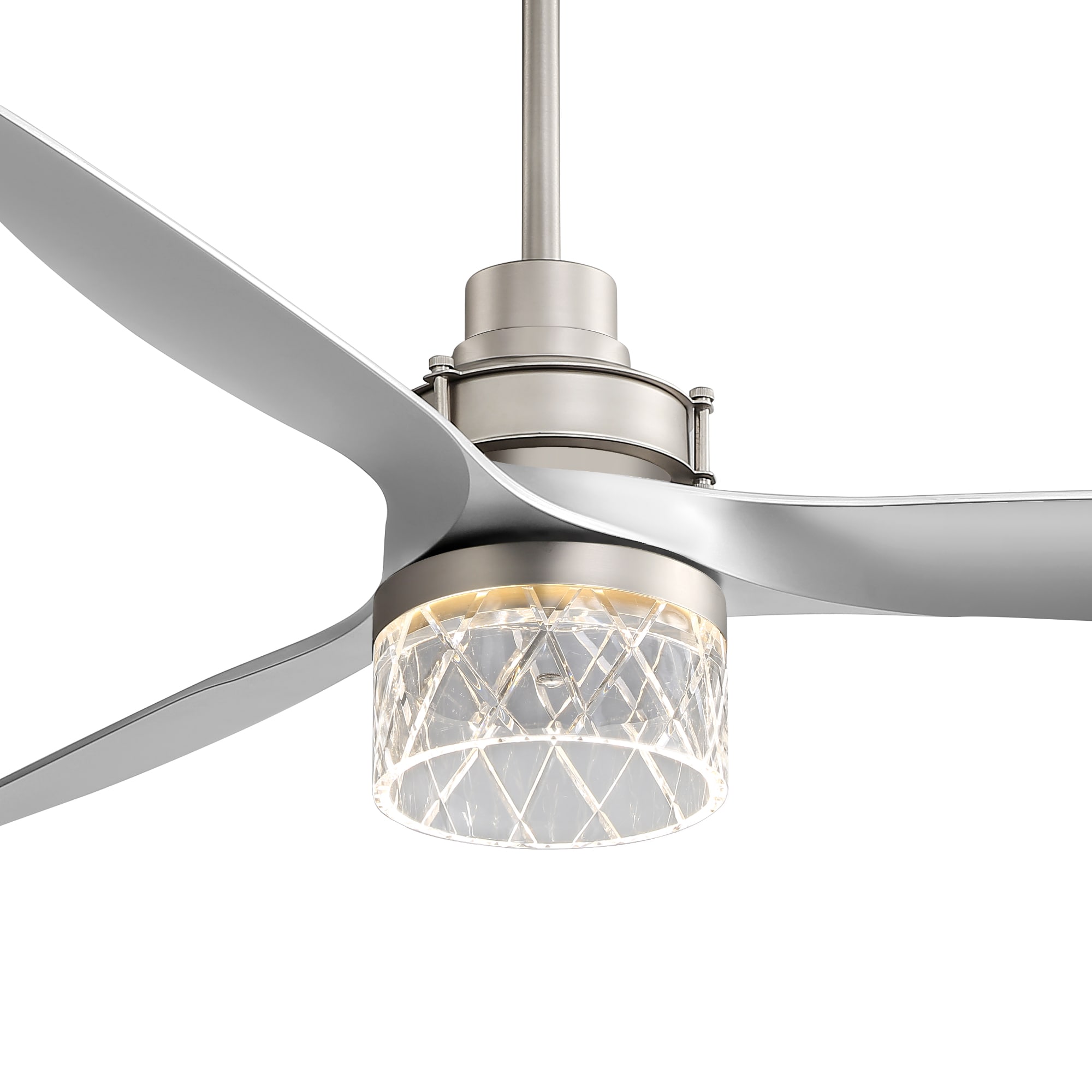 Lamober 290SH02-SR 52-Inches Silver with Acrylonitrile Butadiene Styrene (ABS) Blades Color-Changing Indoor Downrod mount Windmill Ceiling Fan With Light and Remote ( 3 -Blade)
