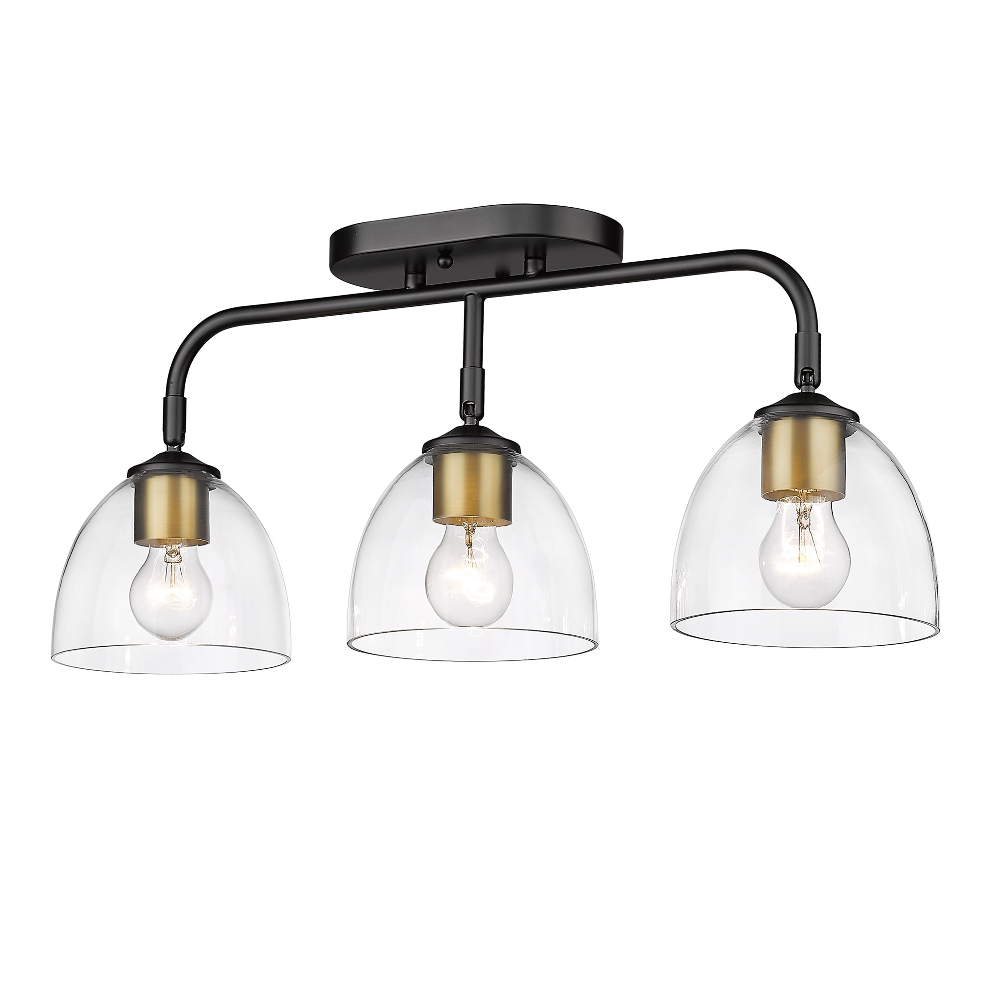 Golden Lighting 6958-3SF BLK-BCB-CLR Roxie 3 -Light 24.625-in Matte Black Semi Flush Mount Light