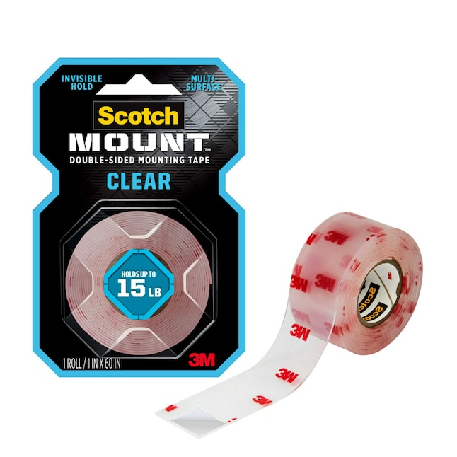 Scotch-Mount Clear Double-Sided Mounting Tape 1-in x 5-ft Double