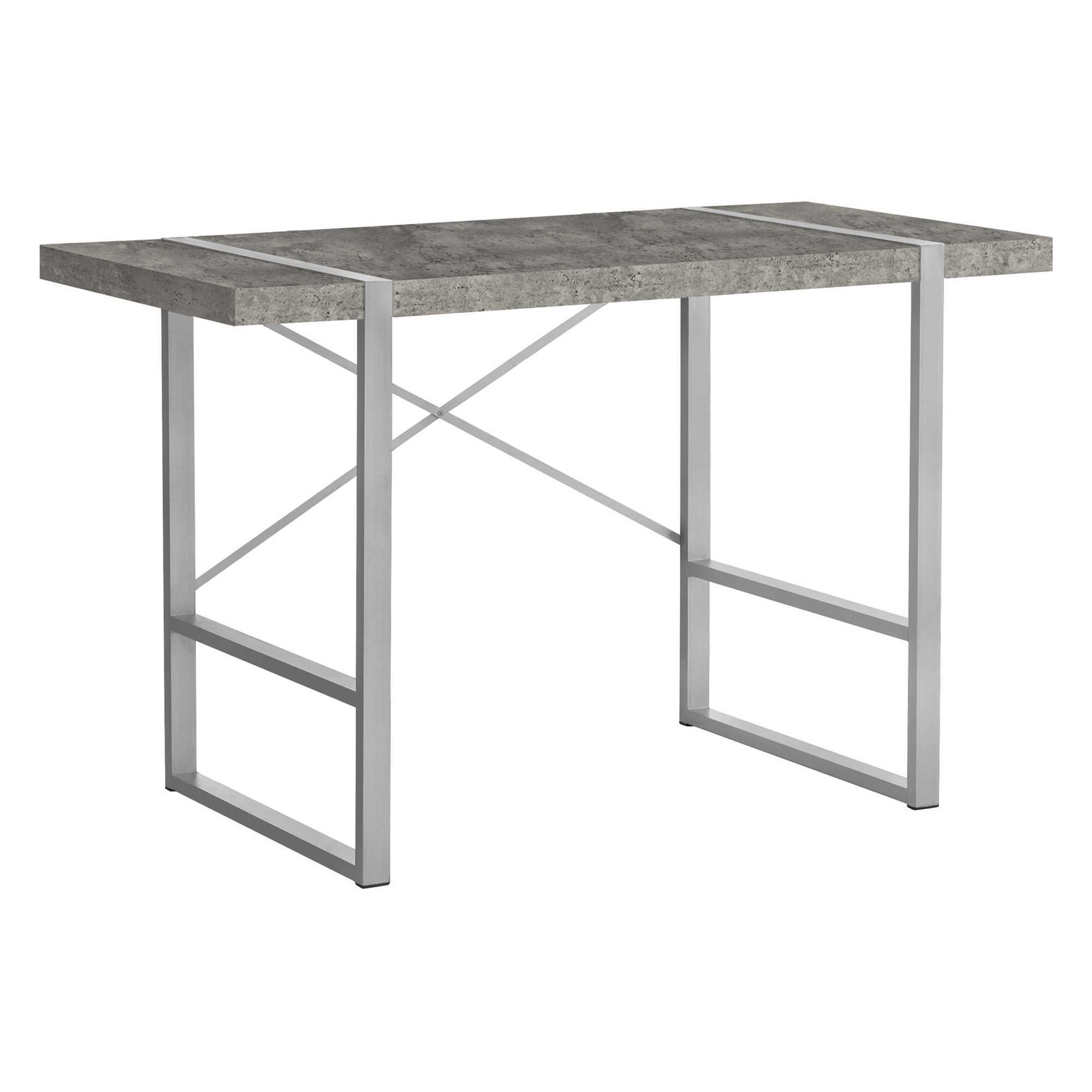 HyperDrop Cart - 48-in L Grey Concrete Laminate Grey Metal Computer Desk Home Office Workstation