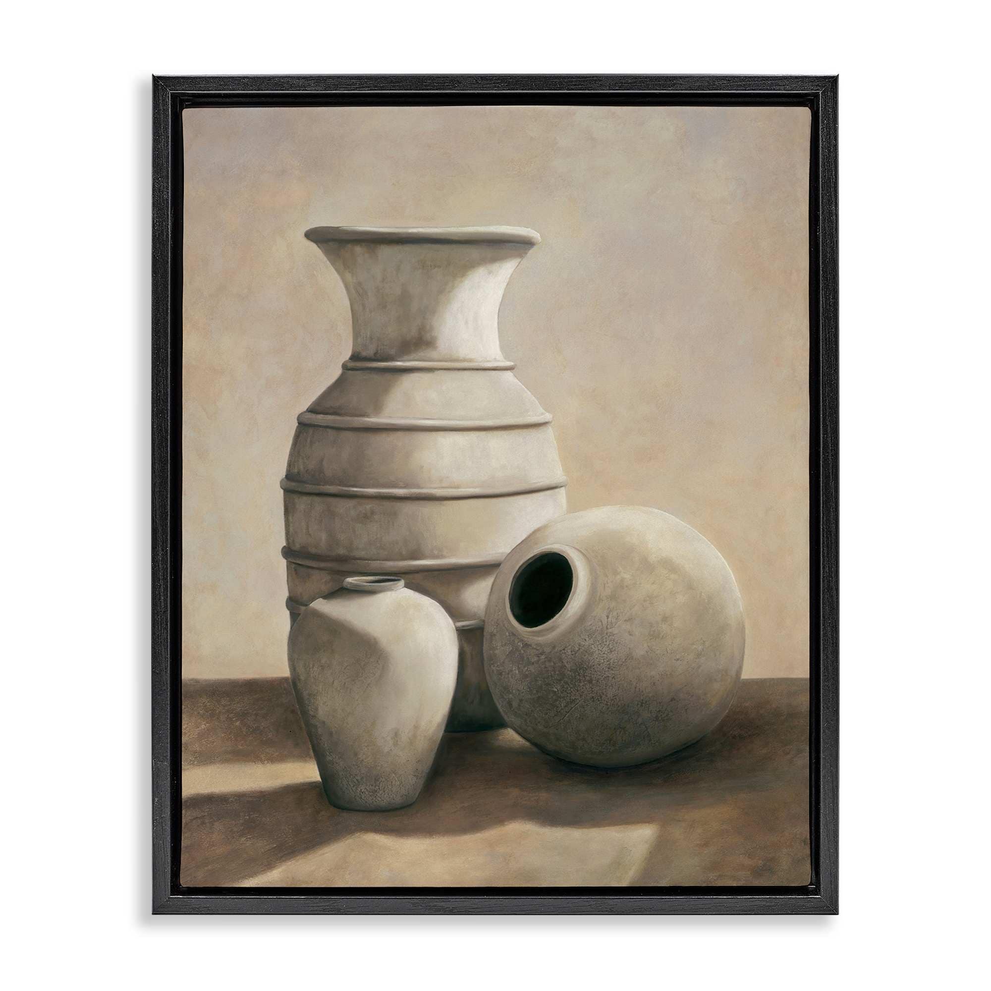 Stupell Industries BS-552-FFB-24X30 Traditional Vessels Still Life Black Framed Floater Canvas Wall Art By André Mazo 25 x 31