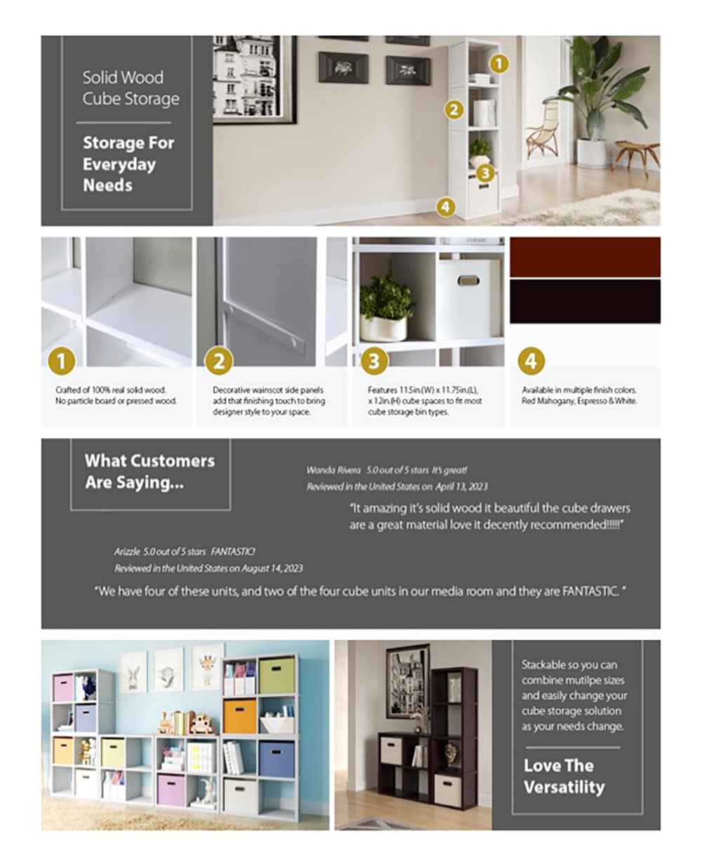 John Louis Home JLH-4CTE Laminate-Storage-Cubes - View #3