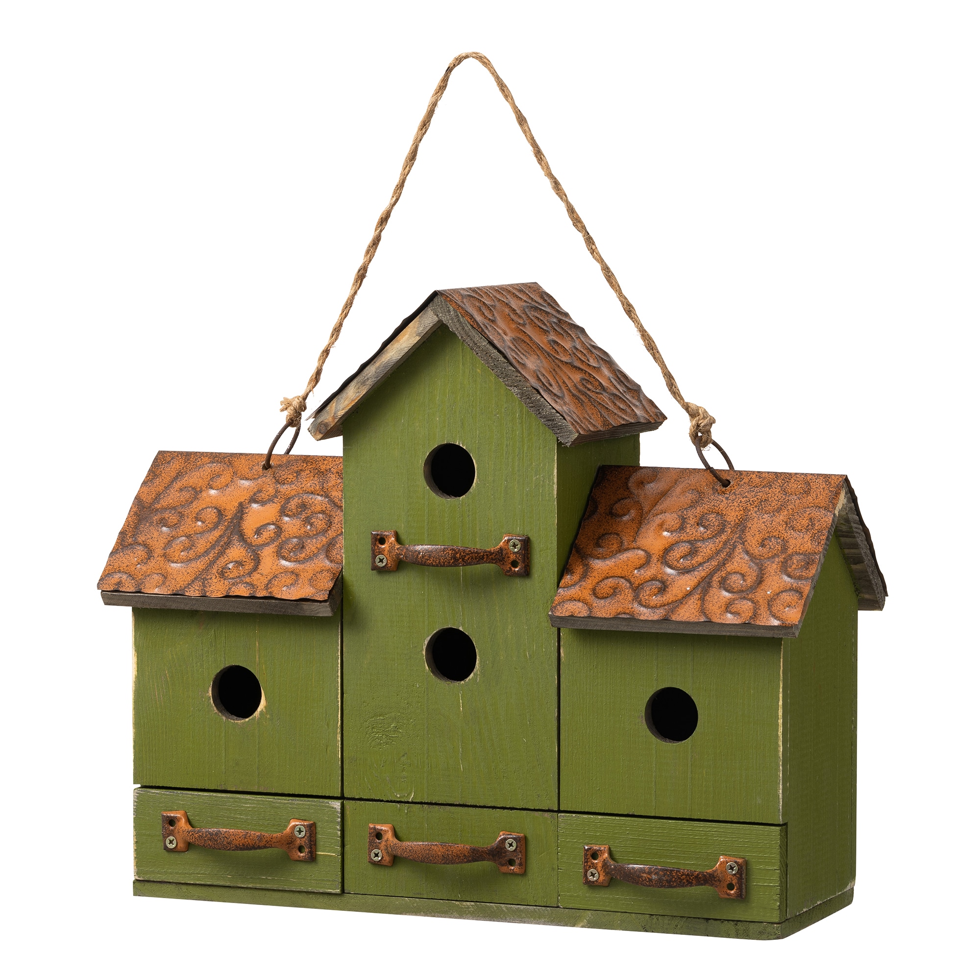 Glitzhome 2003100059 13.5-Inches H Multi Wood Variety Decorative Bird House