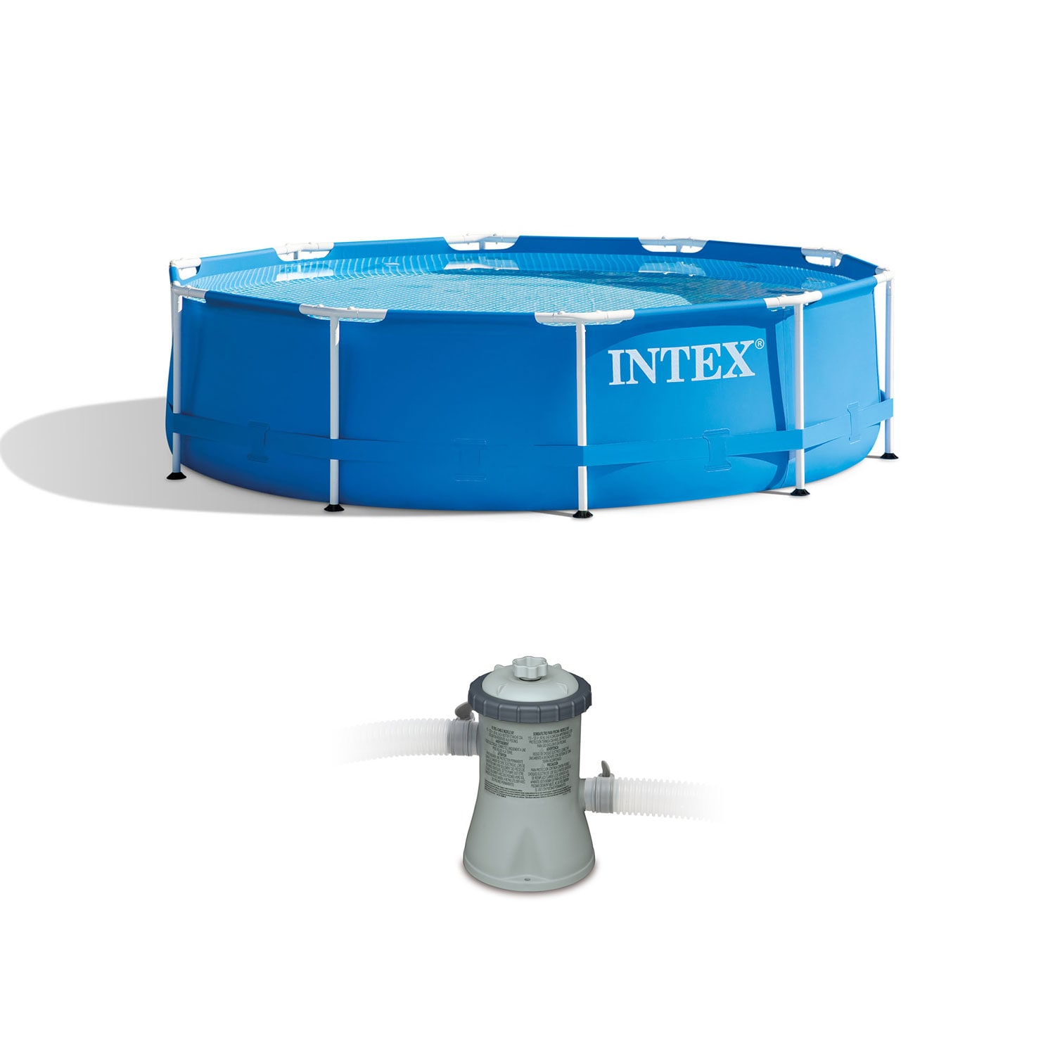 Intex 156033 10-Feet x 10-Feet x 30-Inches Metal frame Round Above-Ground Pool with Filter Pump with Ground Cloth