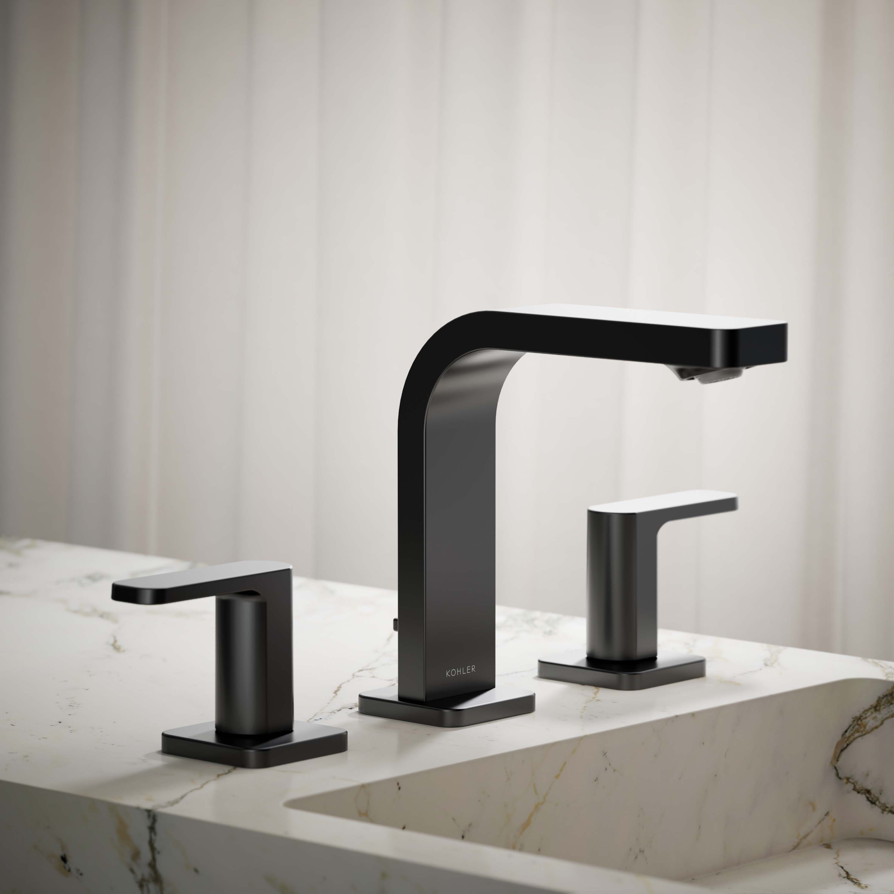 KOHLER Parallel 8 in. Widespread 2-Handle Bathroom Faucet with Lever Handles in Matte Black