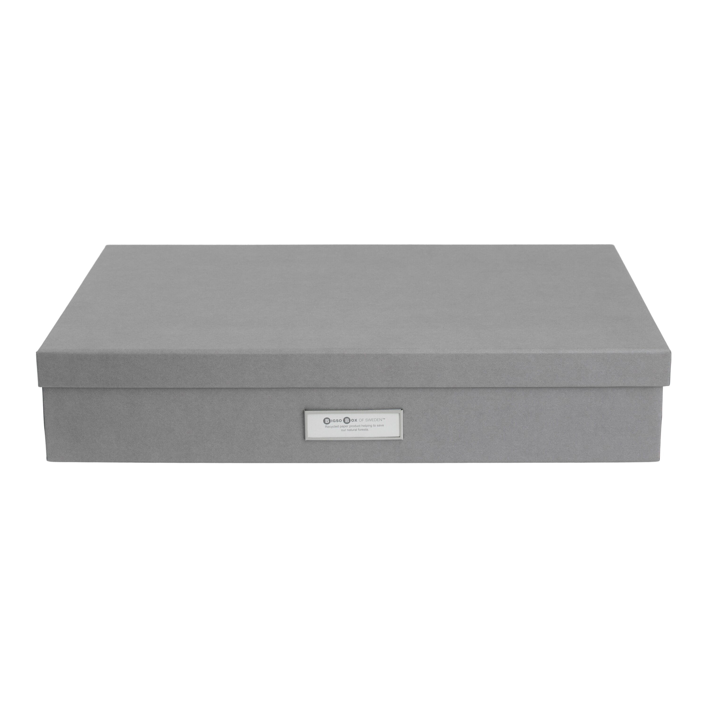 BIGSO BOX OF SWEDEN 934154141 Sverker 17.1-in W x 3.4-in H x 12.2-in D Grey Paper Stackable Bin