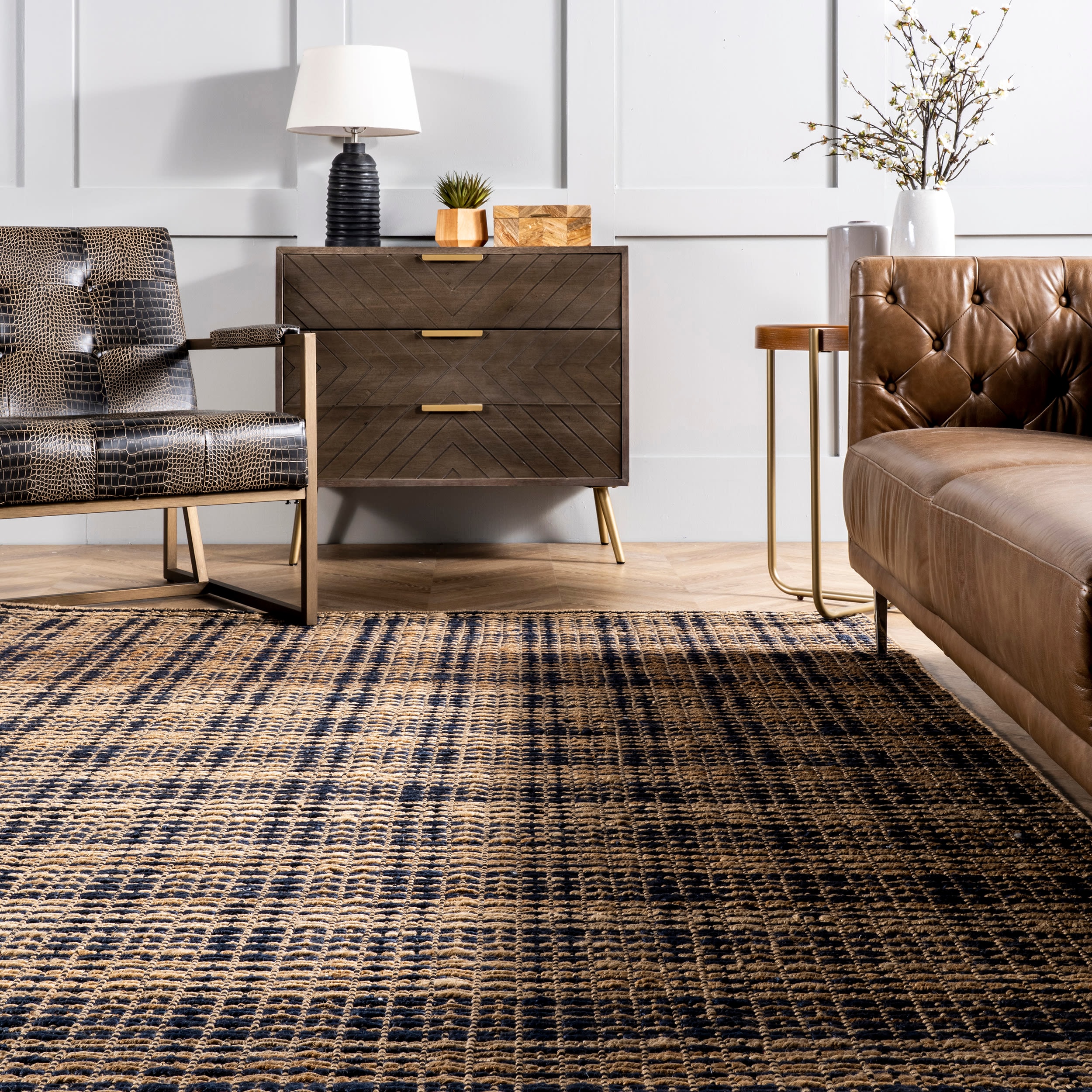 Handmade Geometric Gray Cotton Blend Area Rug 3' x 5'