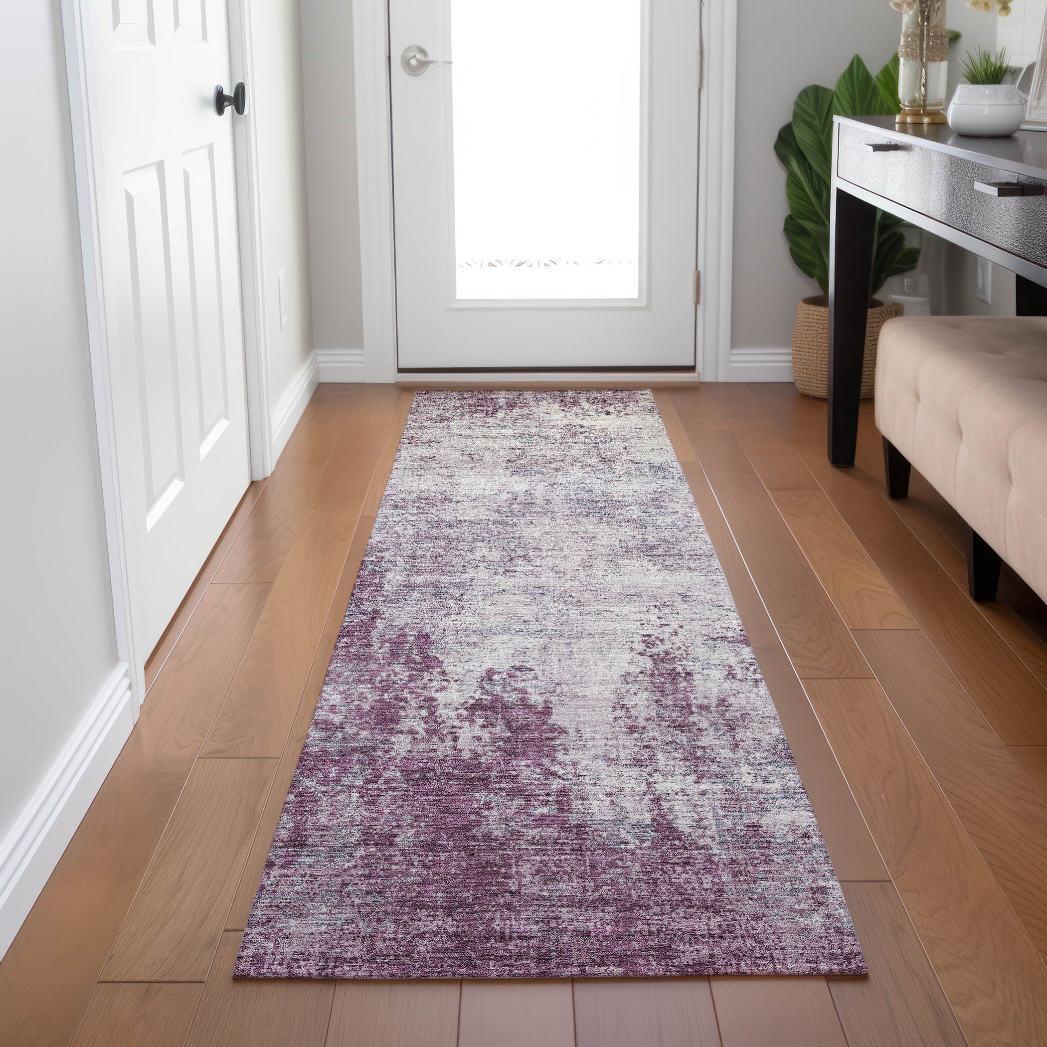 Addison Rugs ACN940PM2X8 Chantille ACN940PM 2 x 7 (ft) Plum Rectangular Indoor/Outdoor Geometric Machine washable Pet Friendly Runner rug