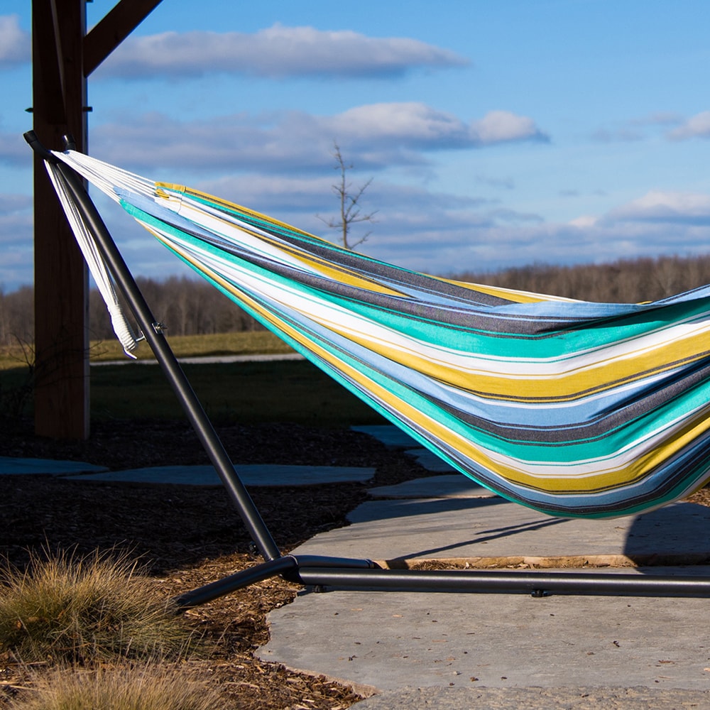 Vivere Brazilian Style Double Cotton Hammock in Cayo Reef Colors